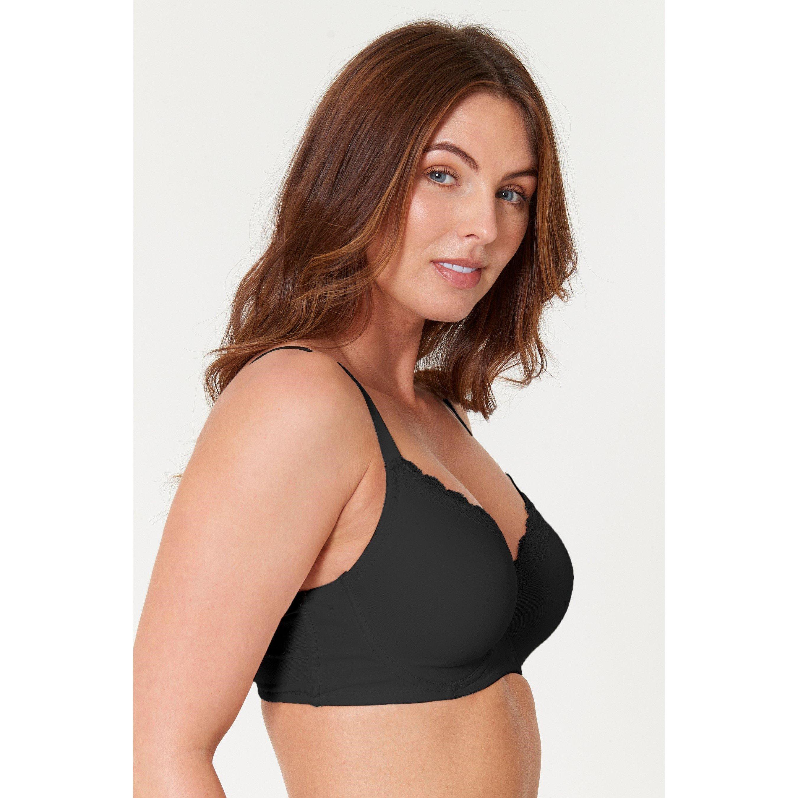 Black/White/Nud - Be You - Pack Lace Trim Cotton T-shirt Bra - 6