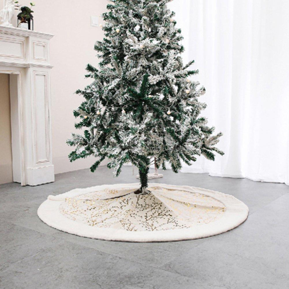 White And Gold - LIFE IDEAS - Golden Twig Plush Tree Skirt - 2