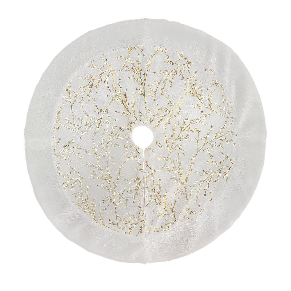 White And Gold - LIFE IDEAS - Golden Twig Plush Tree Skirt - 4