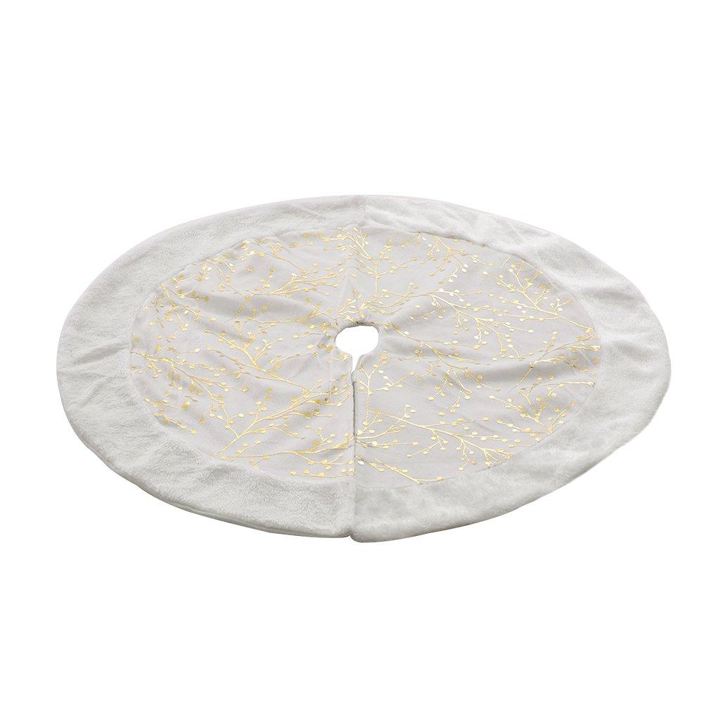 White And Gold - LIFE IDEAS - Golden Twig Plush Tree Skirt - 5
