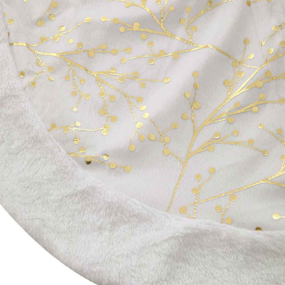 White And Gold - LIFE IDEAS - Golden Twig Plush Tree Skirt - 8