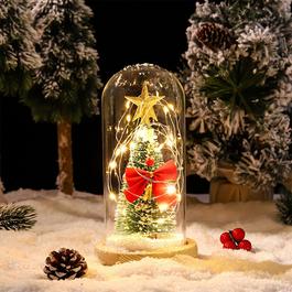 LIFE IDEAS LED Glass Dome Christmas Tree Tabletop Decoration