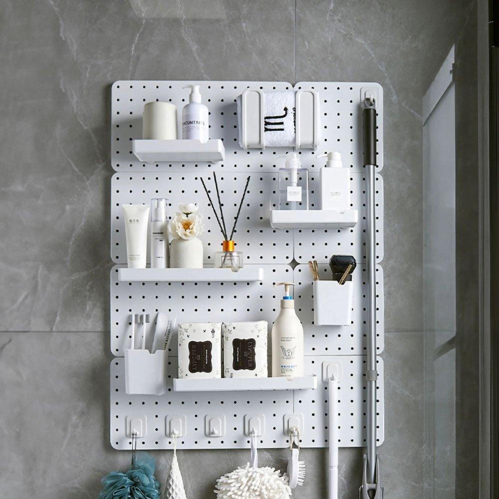 White - LIFE IDEAS - White Pegboard Wall Storage Rack - 1