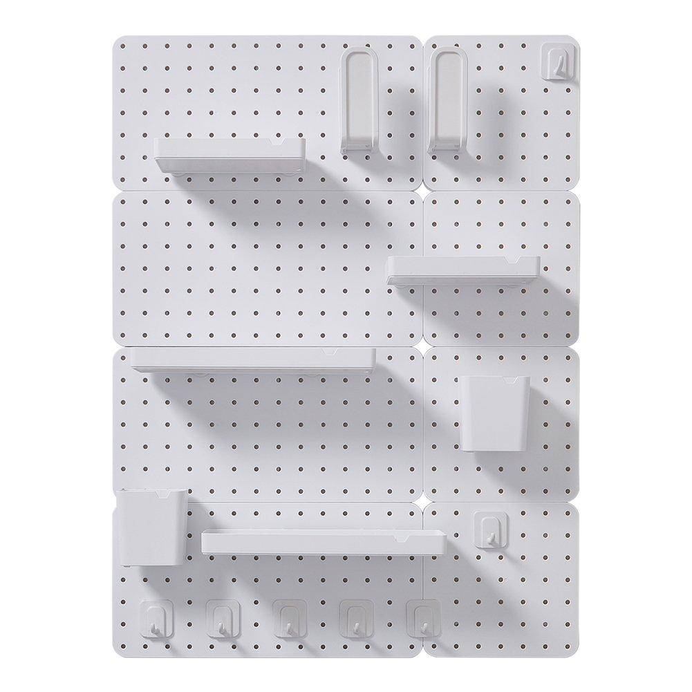 White - LIFE IDEAS - White Pegboard Wall Storage Rack - 3