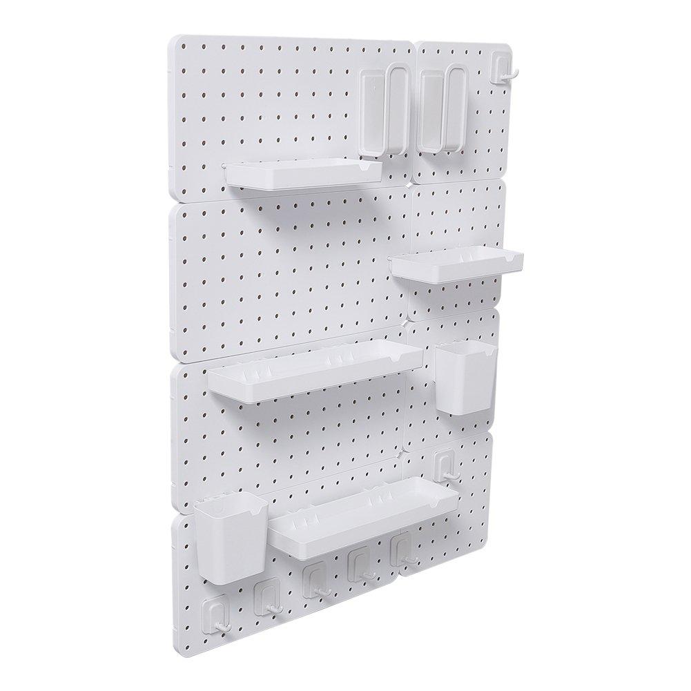 White - LIFE IDEAS - White Pegboard Wall Storage Rack - 4