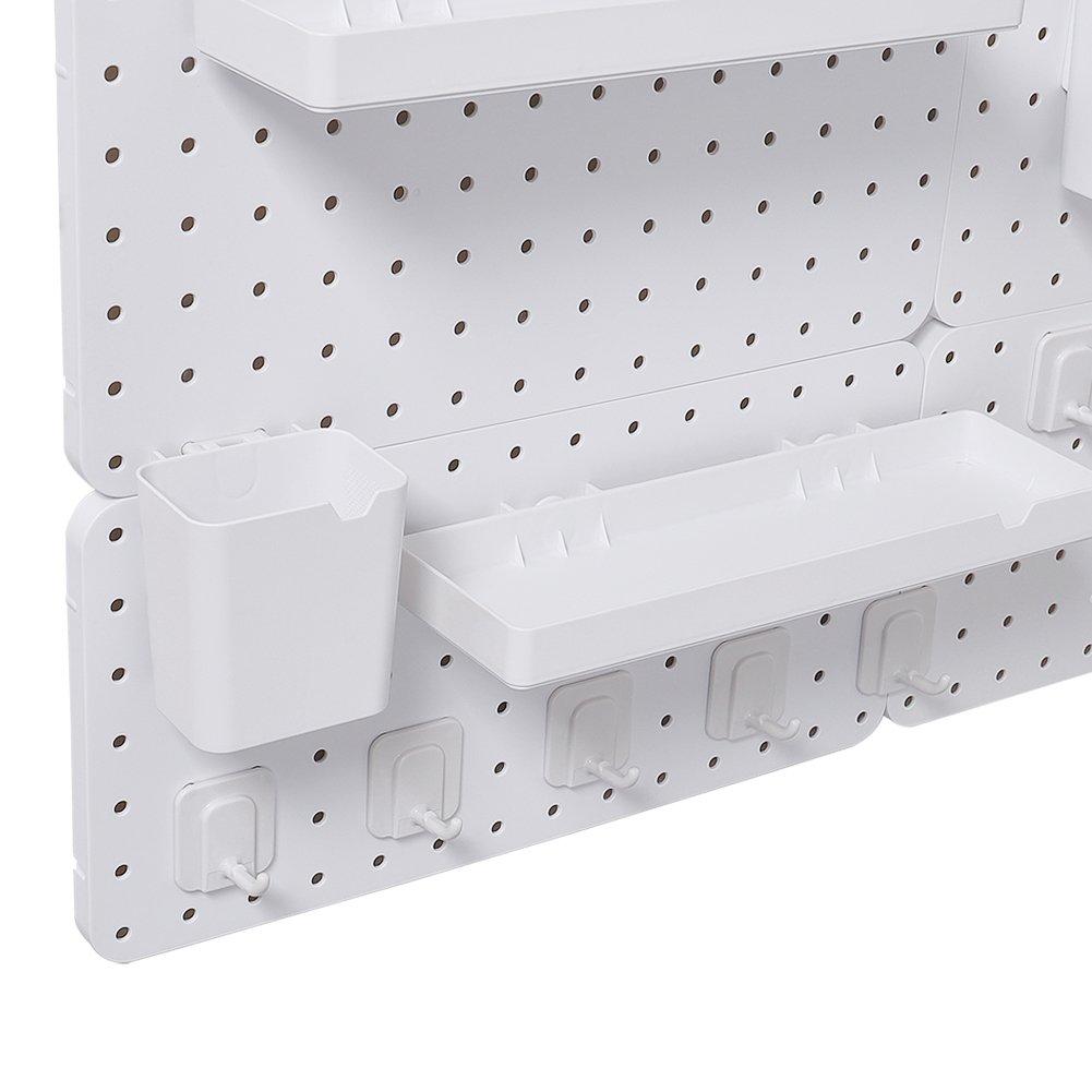White - LIFE IDEAS - White Pegboard Wall Storage Rack - 5