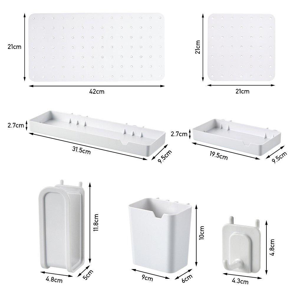 White - LIFE IDEAS - White Pegboard Wall Storage Rack - 9