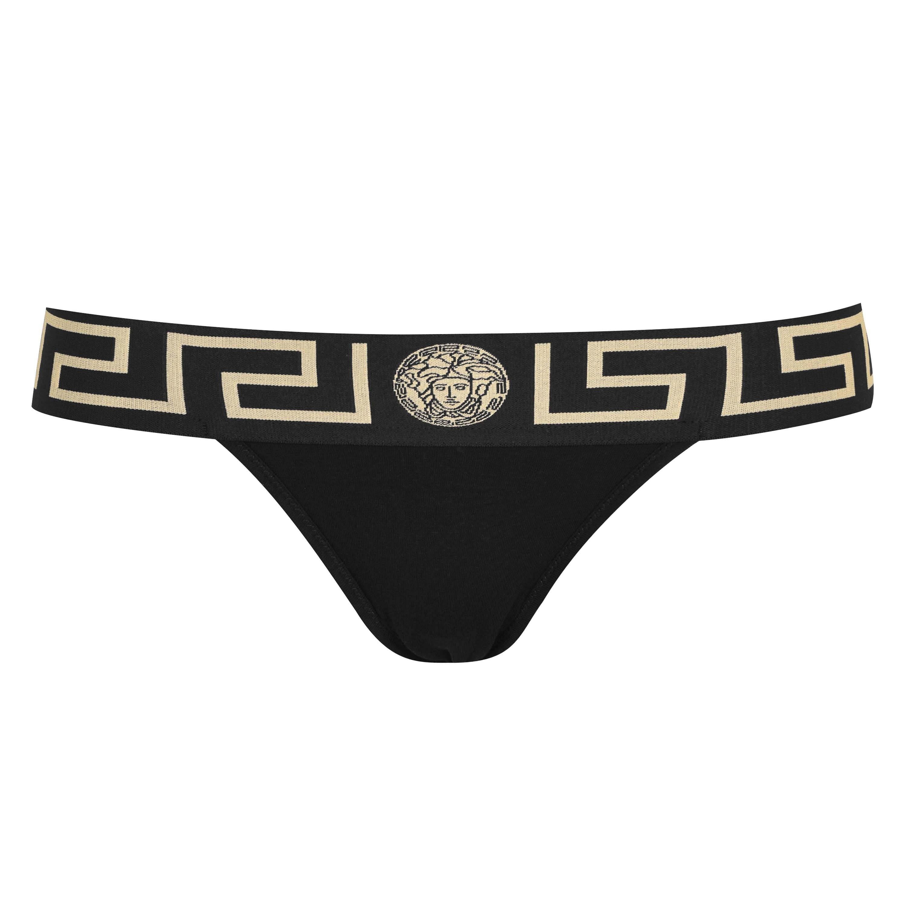 Black A1008 - Versace Icon - Greca Border Thong - 4