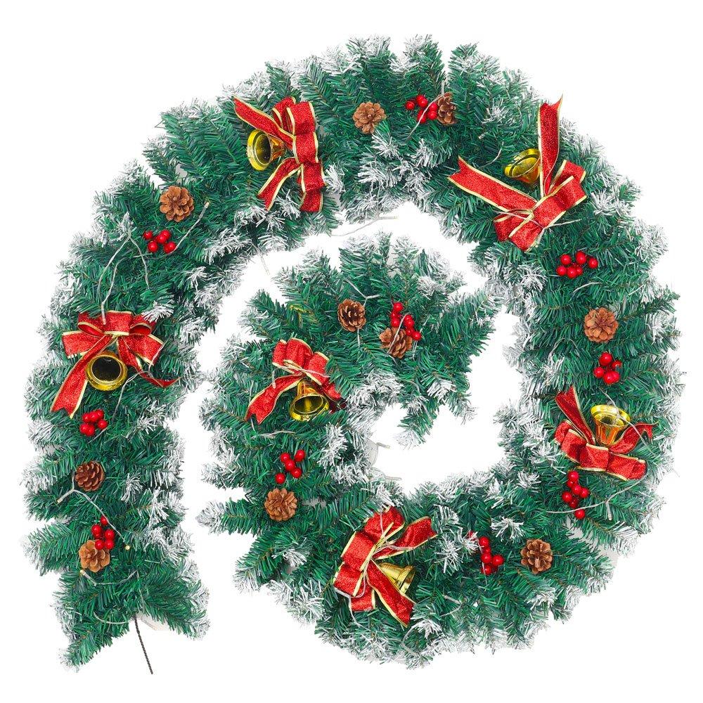 Green - LIFE IDEAS - 270cm Lighted Christmas Garland - 11