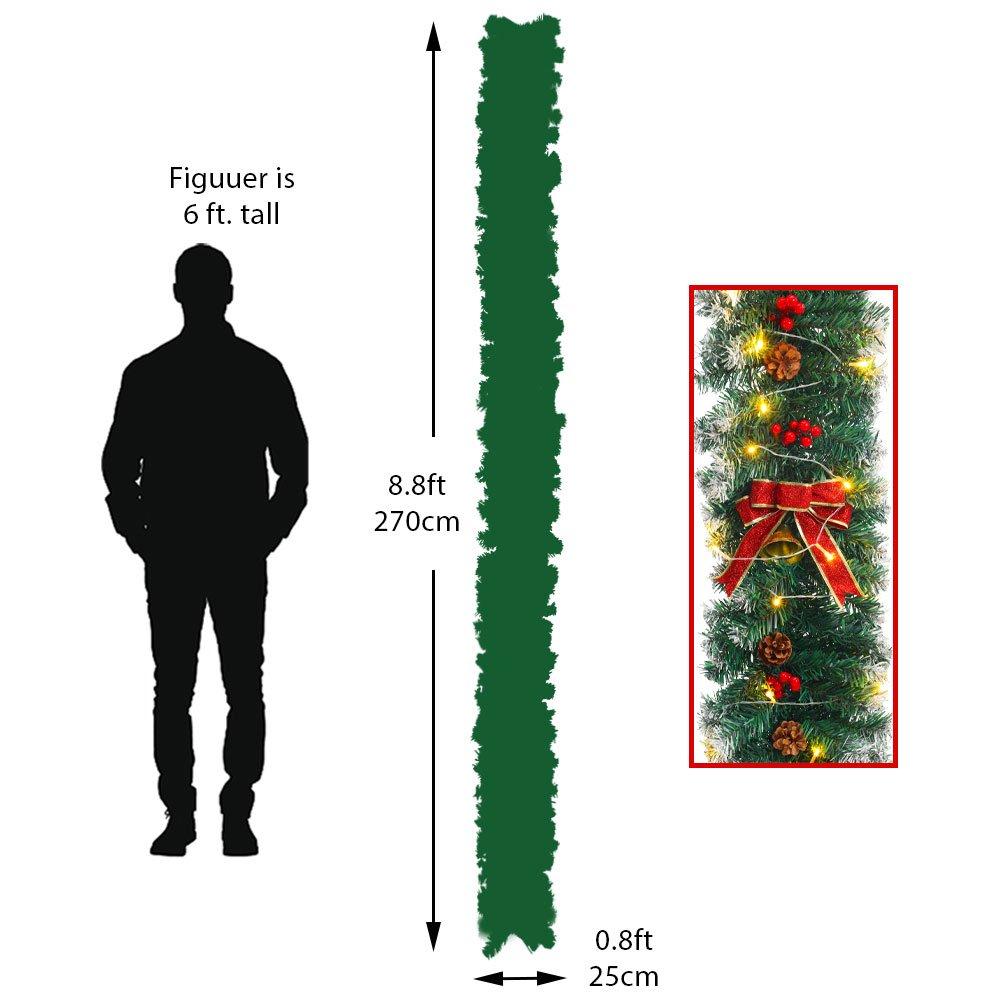 Green - LIFE IDEAS - 270cm Lighted Christmas Garland - 3