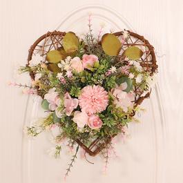 LIFE IDEAS Rustic Assorted Flowers Heart-shaped Wreath
