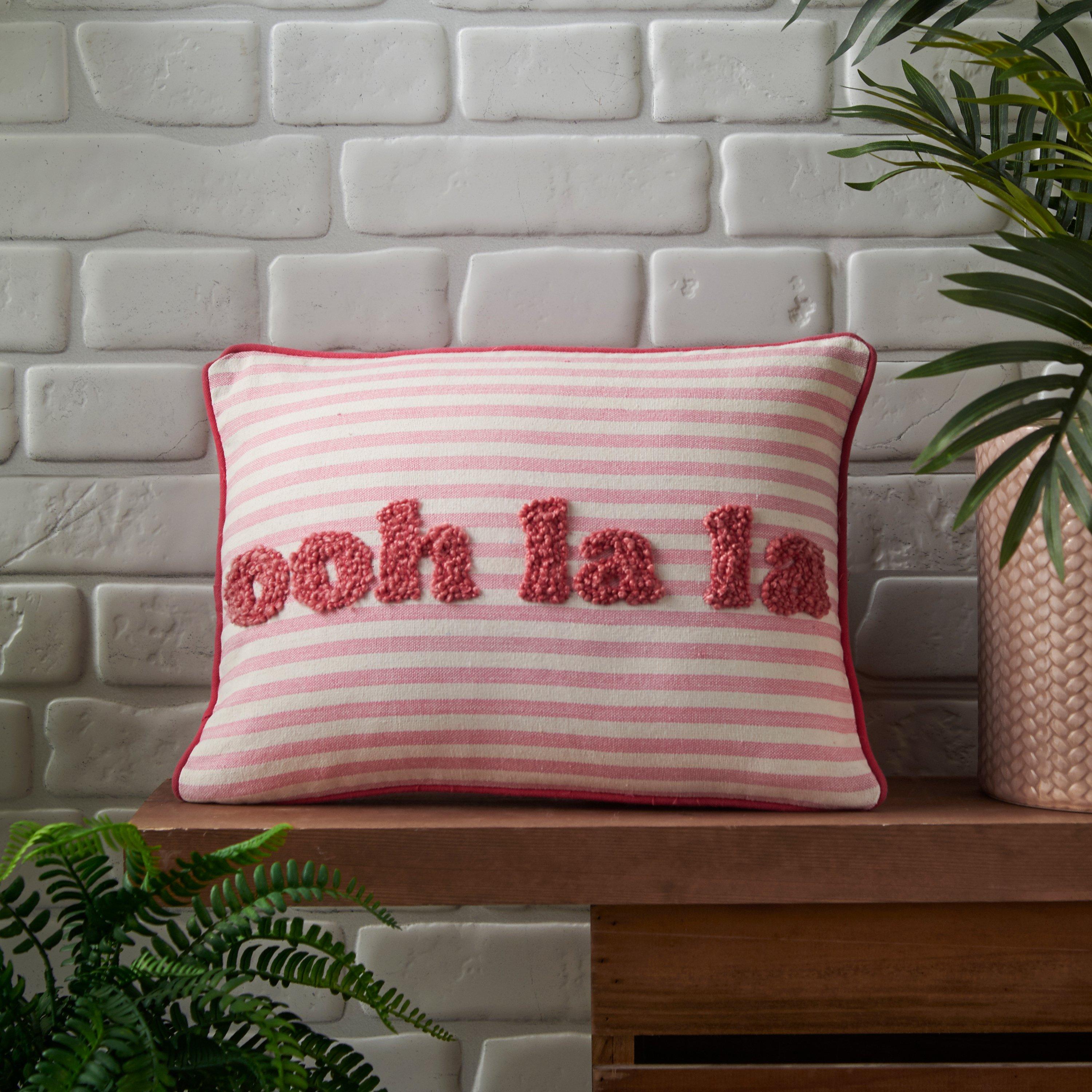 Pink - Catherine Lansfield - Oh La La Tufted Stripe Cushion - 4