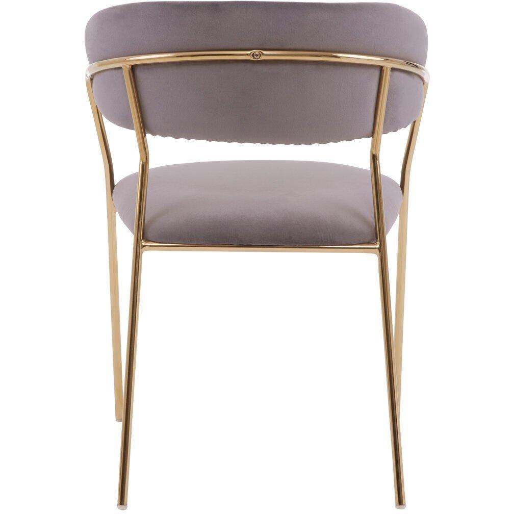 Brown - Interiors by Premier - Tamzin Mink Channel Gold Finish Dining Chair - 2