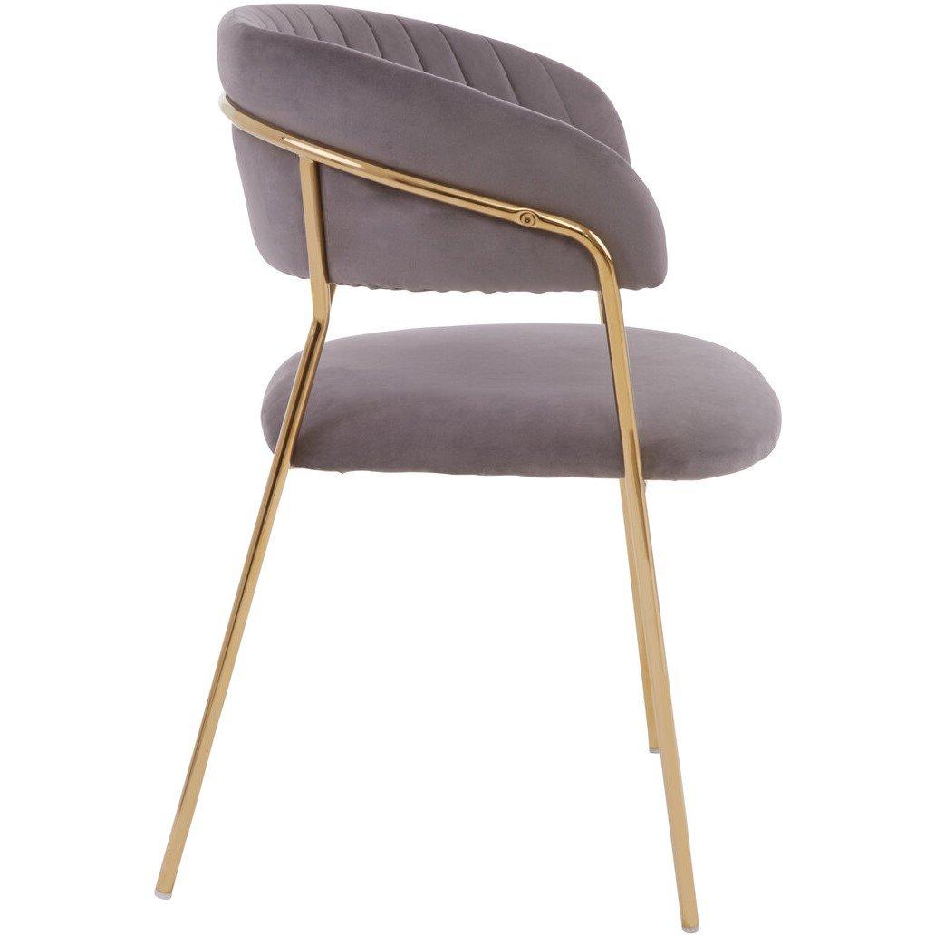 Brown - Interiors by Premier - Tamzin Mink Channel Gold Finish Dining Chair - 3