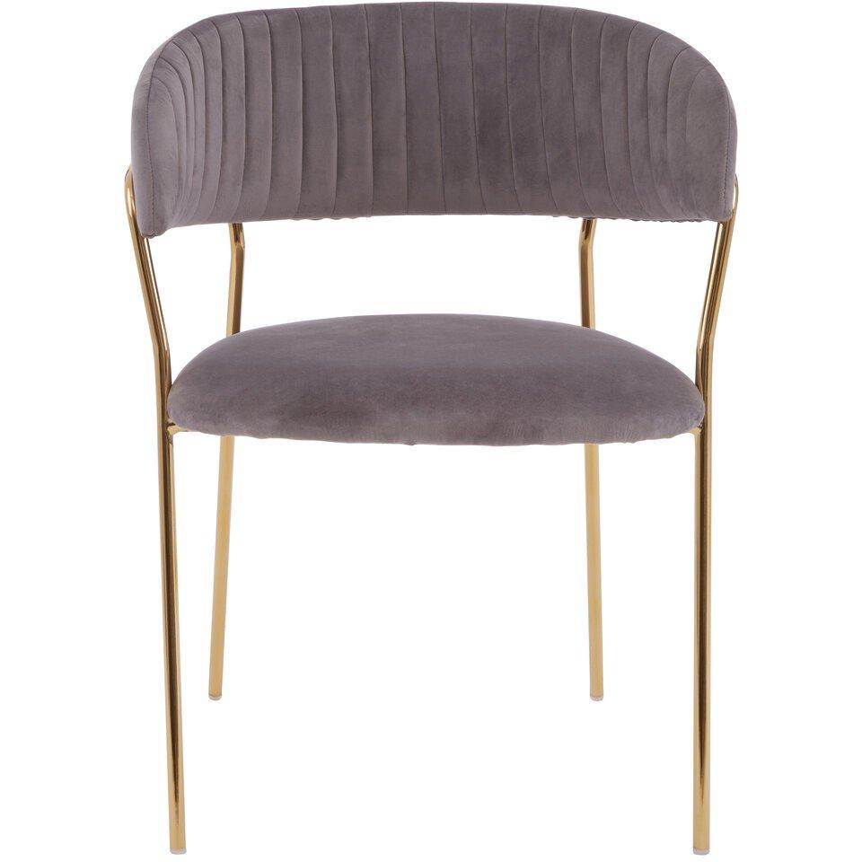 Brown - Interiors by Premier - Tamzin Mink Channel Gold Finish Dining Chair - 4