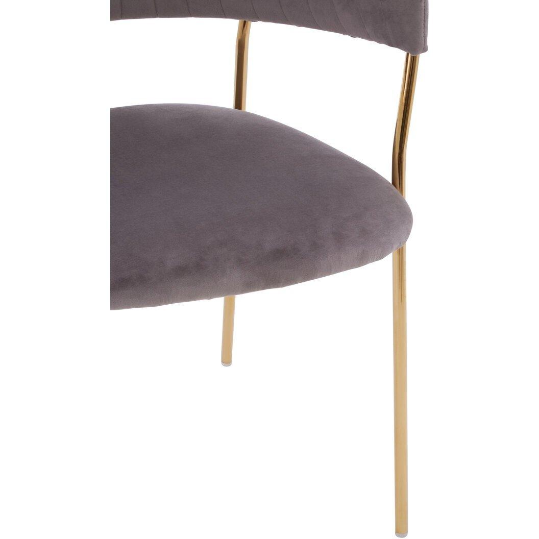 Brown - Interiors by Premier - Tamzin Mink Channel Gold Finish Dining Chair - 5