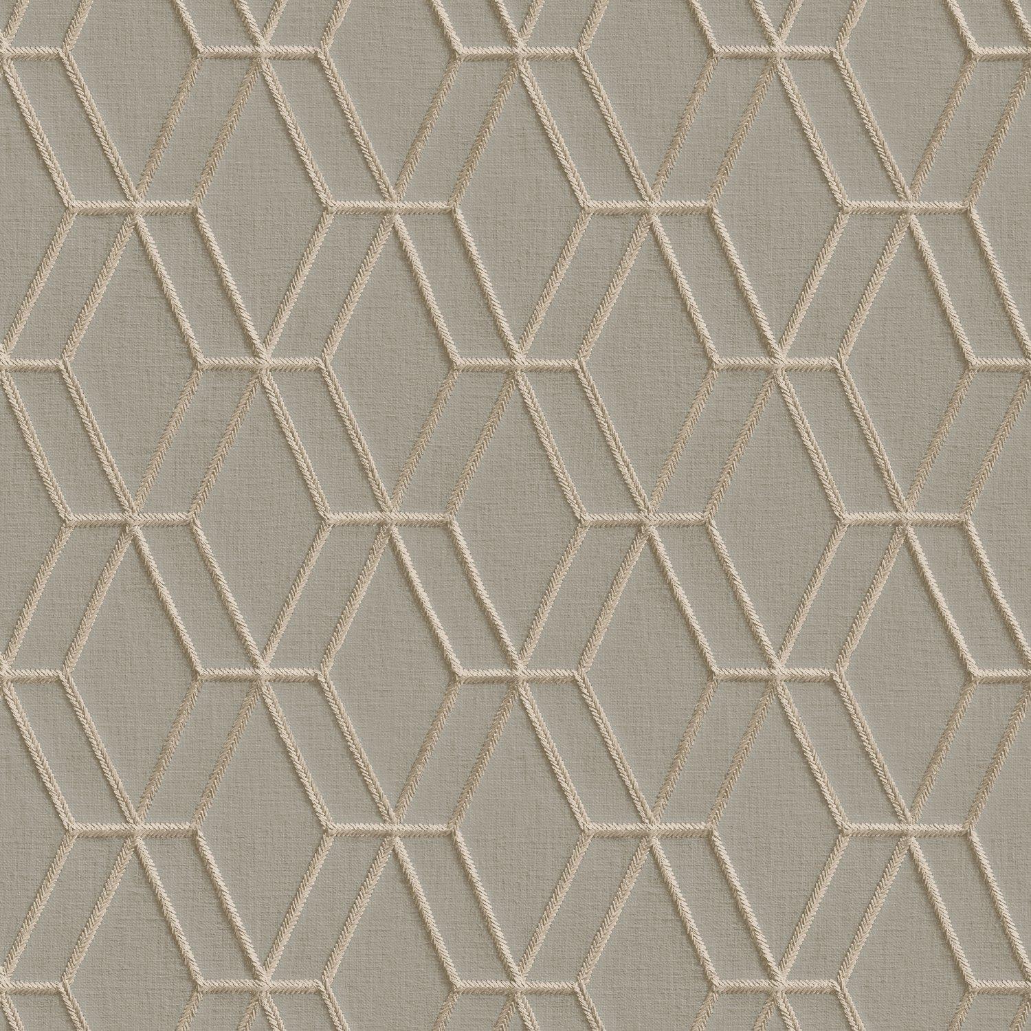 Design Id  Did Embroidery Stitch Diamond Taupe & Gold Wallpap - Neutral