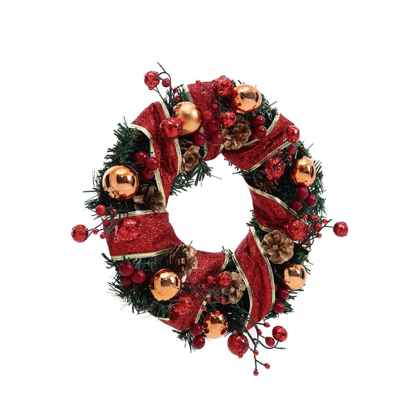 Red - LIFE IDEAS - Red Ribbon Lighted Wreath Hanging - 4