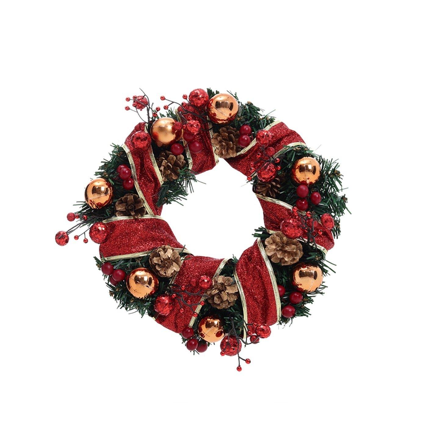 Red - LIFE IDEAS - Red Ribbon Lighted Wreath Hanging - 5