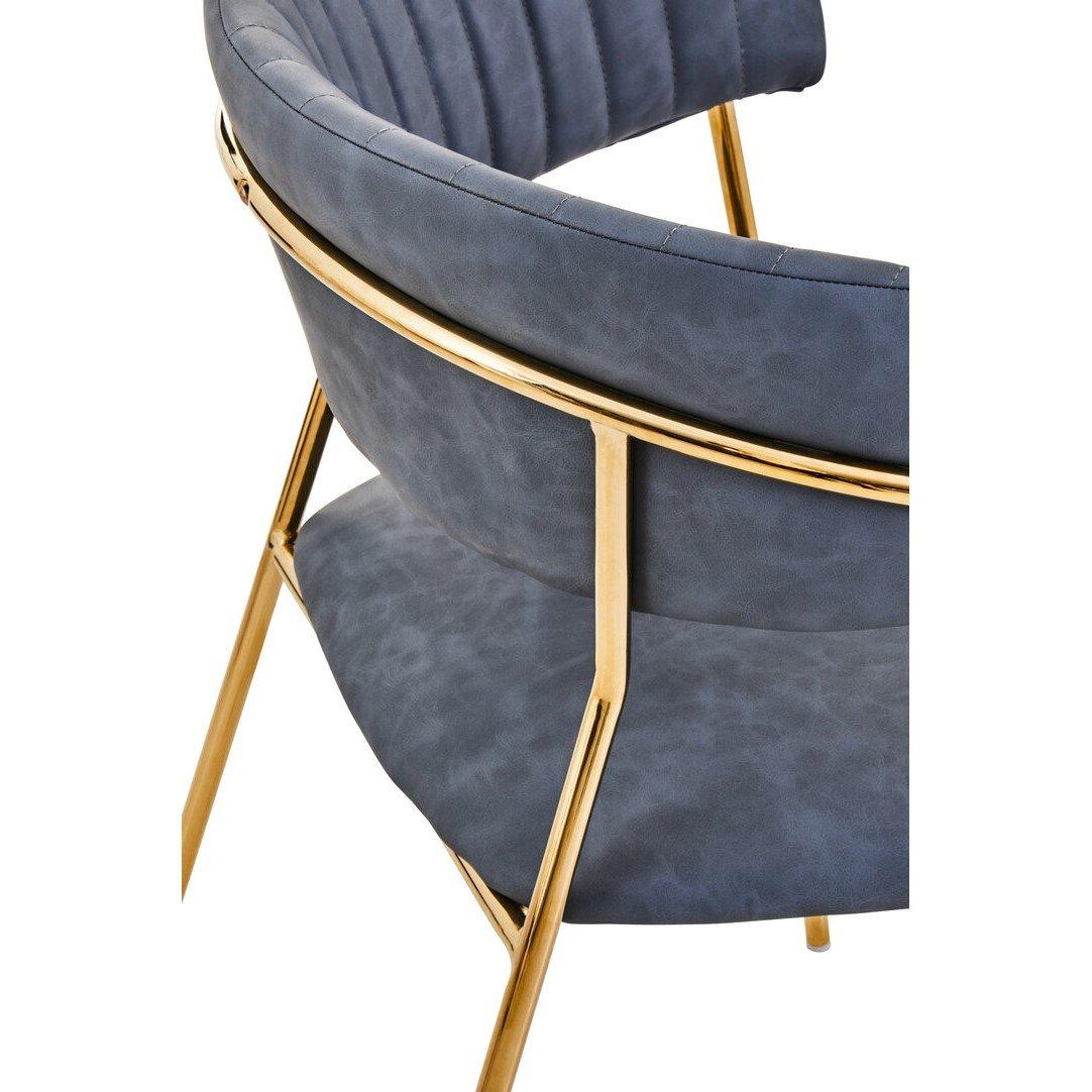 Grey - Interiors by Premier - Tamzin Dark Grey Faux Leather Dining Chair - 4