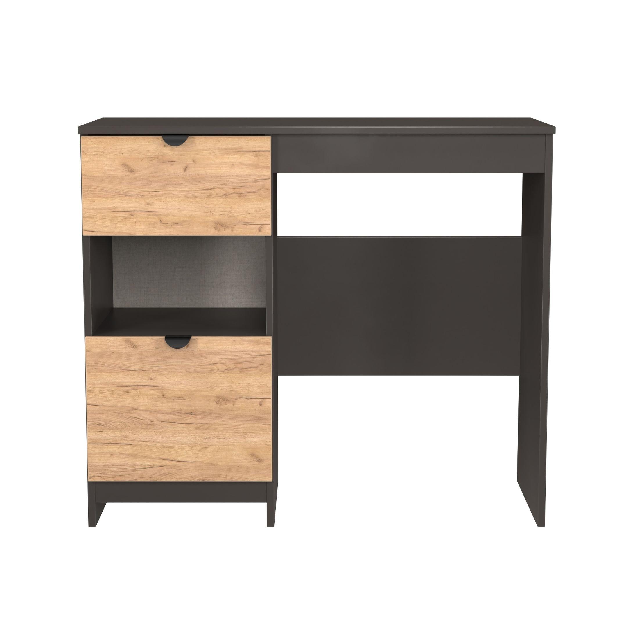 Craft Oak & Gra - Welcome Furniture - Solomon 2 Drawer Open Shelf Vanity - 1