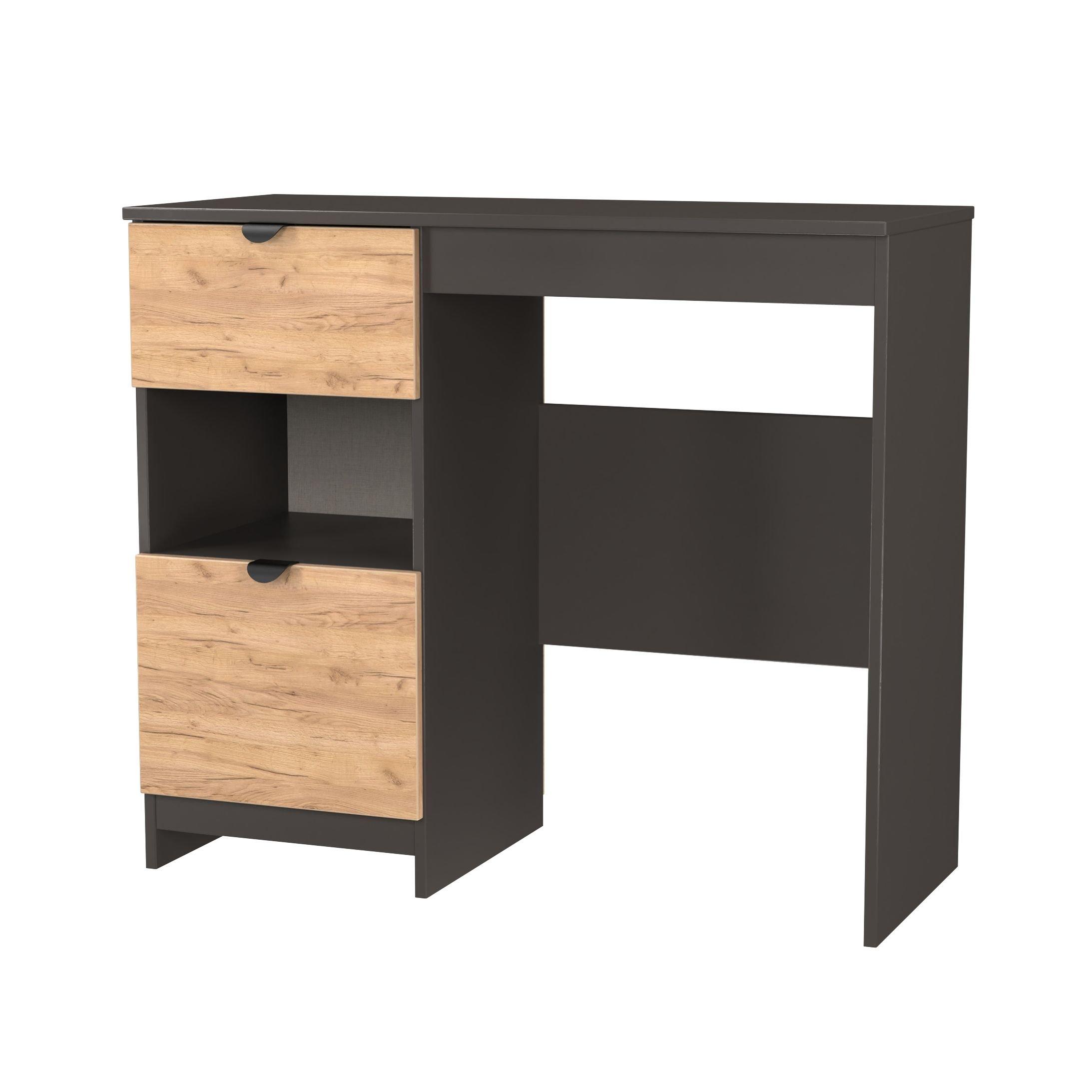 Craft Oak & Gra - Welcome Furniture - Solomon 2 Drawer Open Shelf Vanity - 3