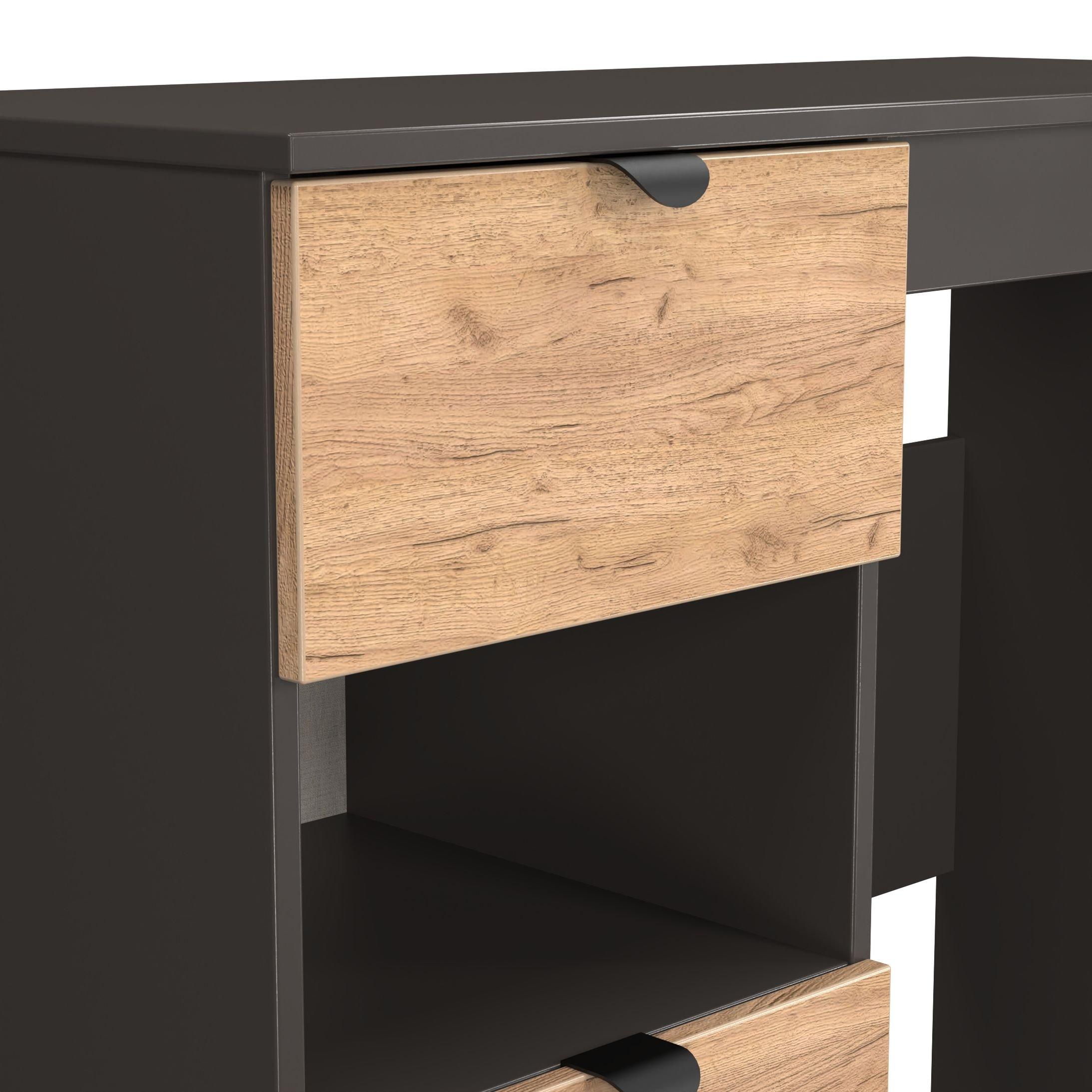 Craft Oak & Gra - Welcome Furniture - Solomon 2 Drawer Open Shelf Vanity - 4