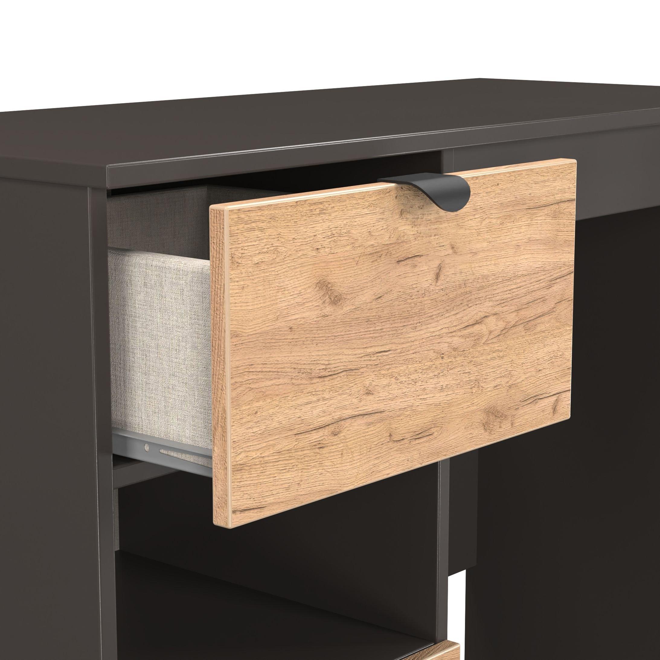 Craft Oak & Gra - Welcome Furniture - Solomon 2 Drawer Open Shelf Vanity - 5