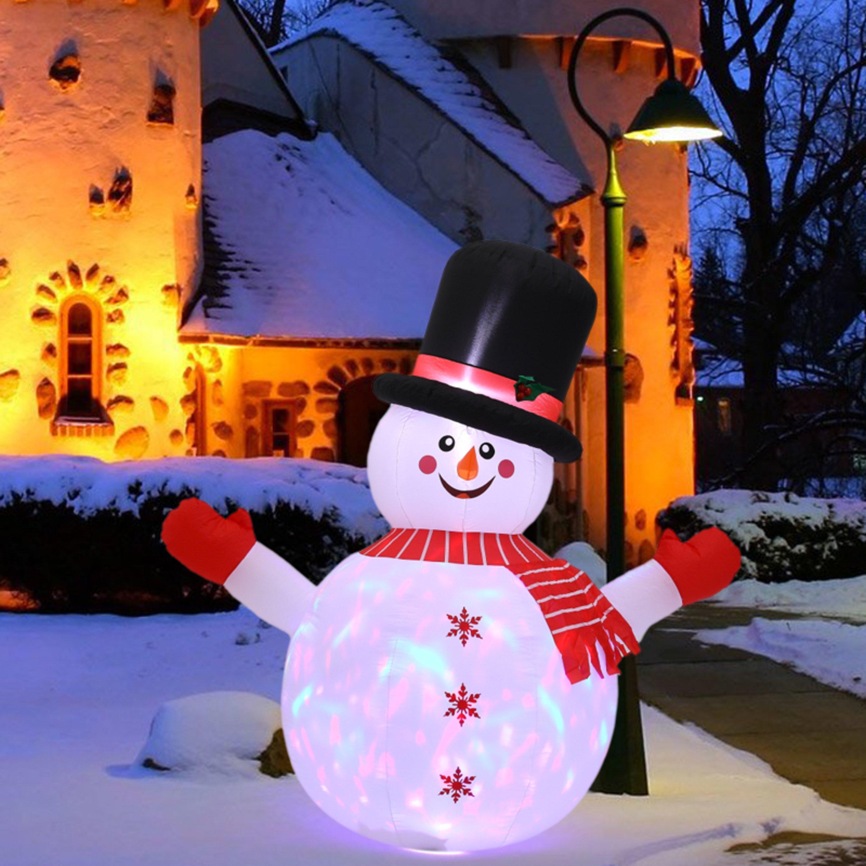White Red - LIFE IDEAS - 1.8M Inflatable Snowman for Christmas Decoration - 1
