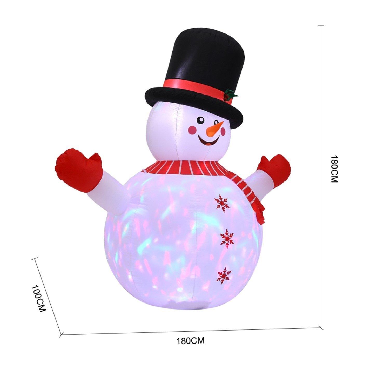White Red - LIFE IDEAS - 1.8M Inflatable Snowman for Christmas Decoration - 12