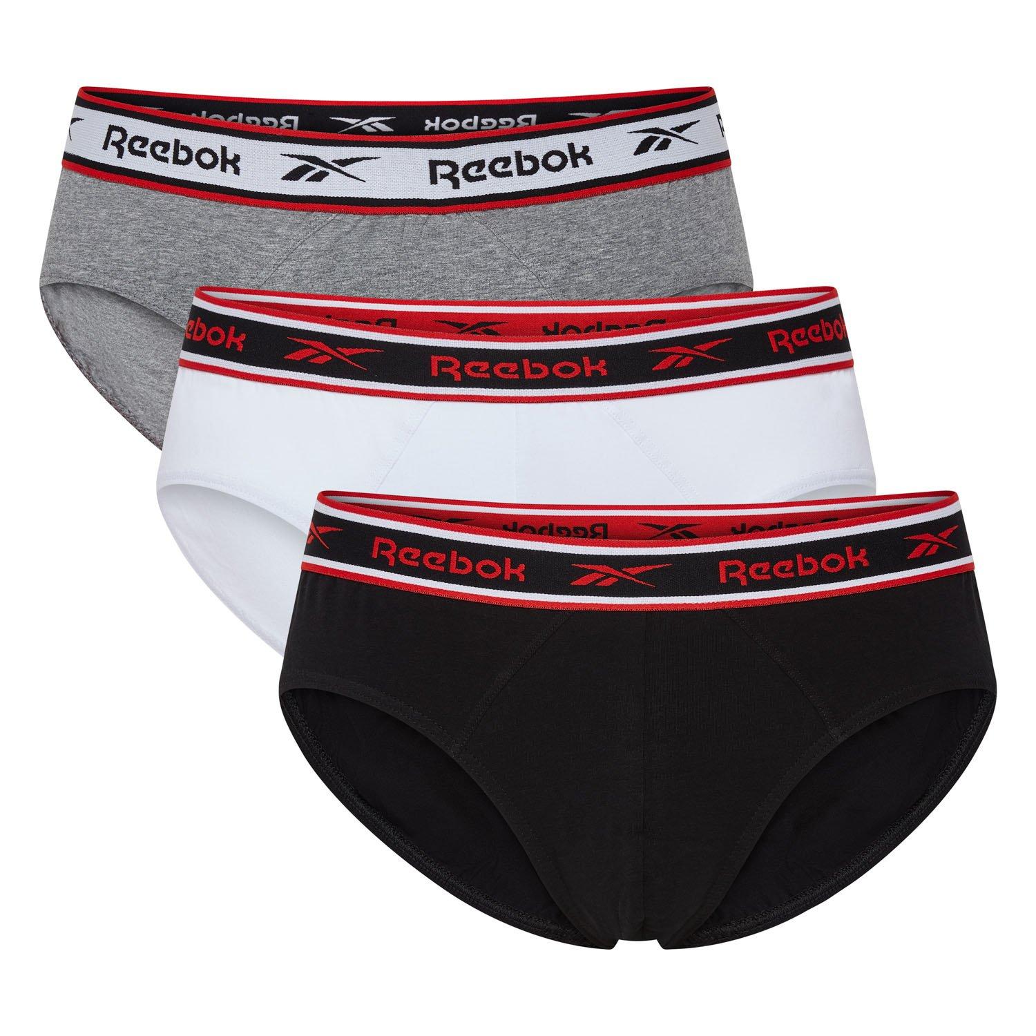 Reebok Men's 3 Pack Cotton Briefs - Blk/Wht/Gry - Small