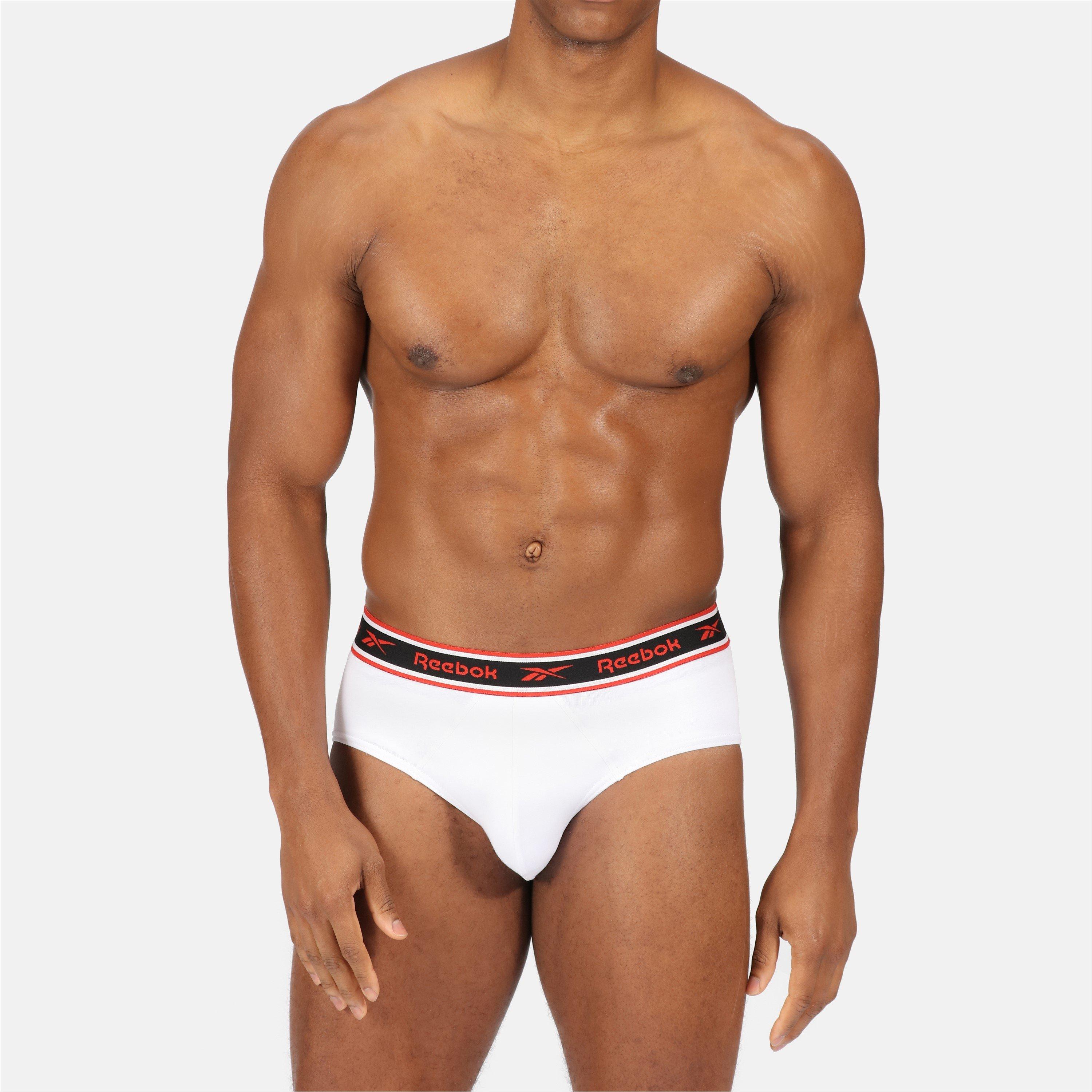 Blk/Wht/Gry - Reebok - Mens 3 Pack Cotton Briefs - 12