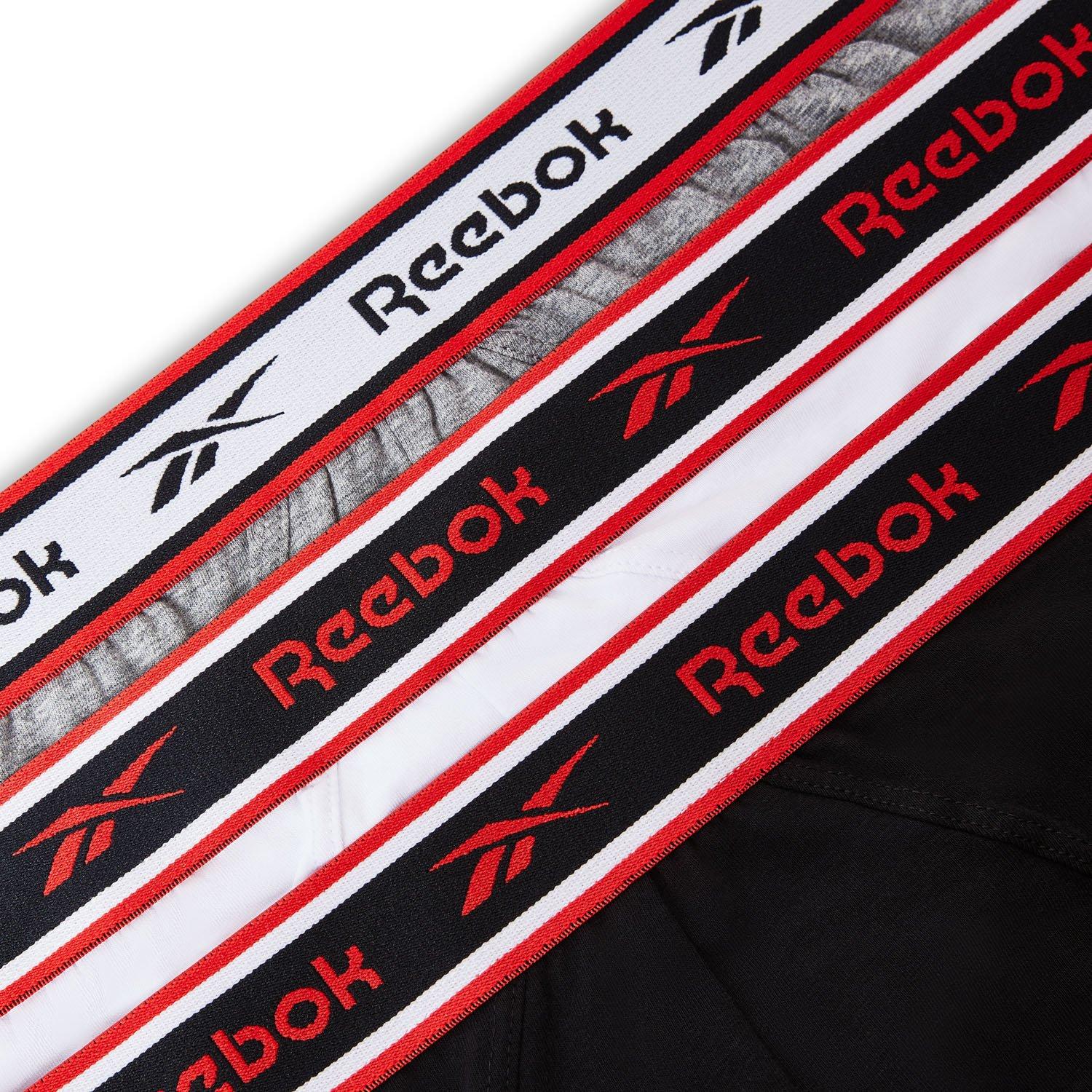 Blk/Wht/Gry - Reebok - Mens 3 Pack Cotton Briefs - 14