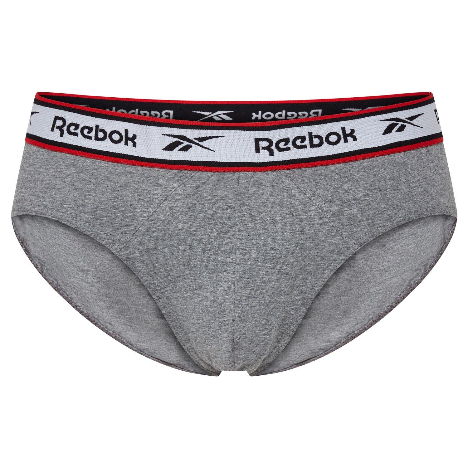 Blk/Wht/Gry - Reebok - Mens 3 Pack Cotton Briefs - 6