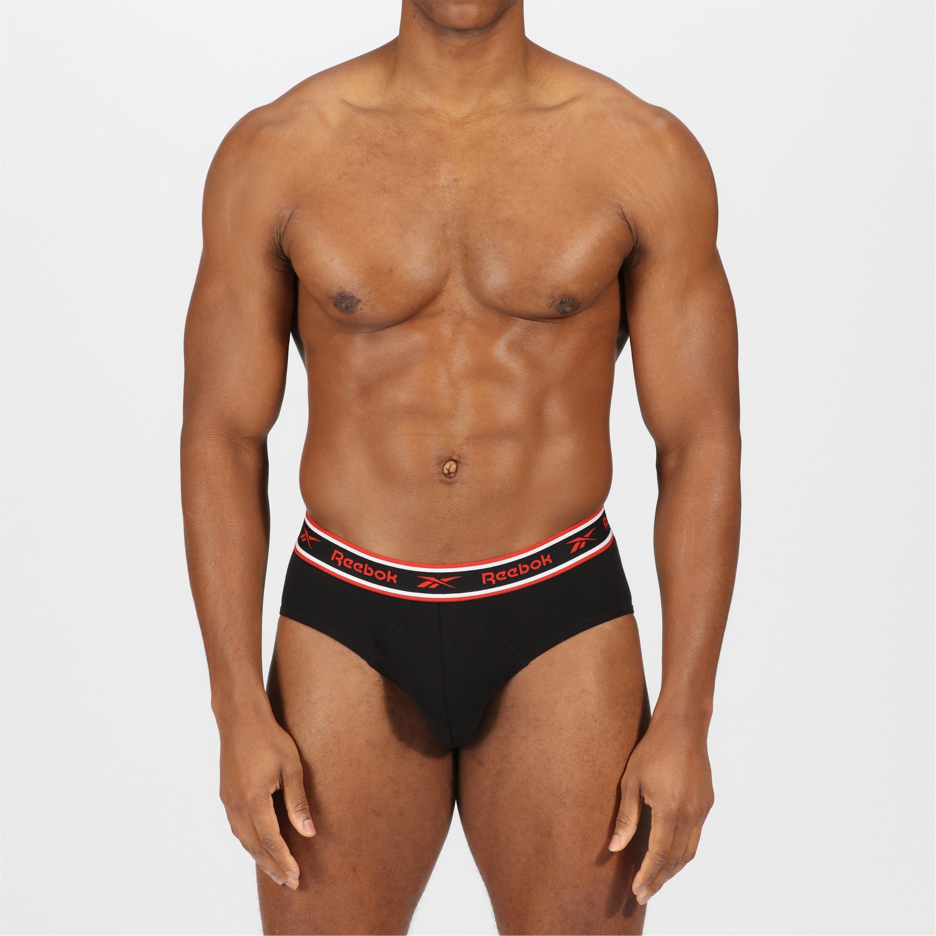 Blk/Wht/Gry - Reebok - Mens 3 Pack Cotton Briefs - 8