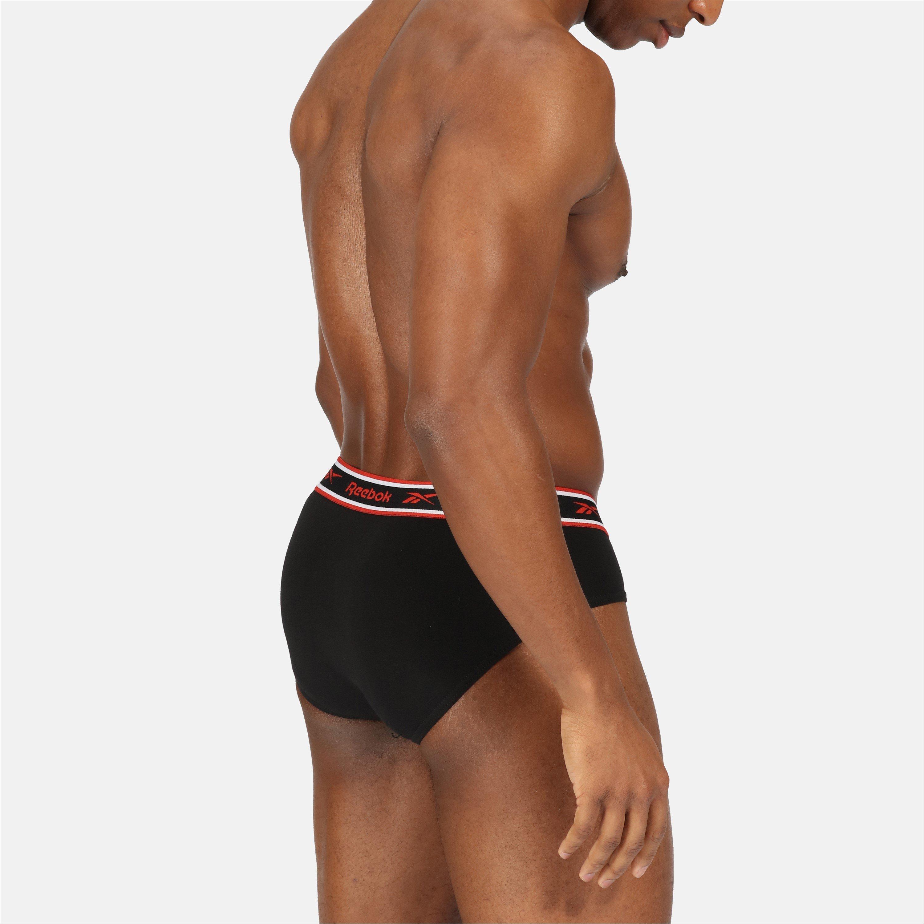 Blk/Wht/Gry - Reebok - Mens 3 Pack Cotton Briefs - 9