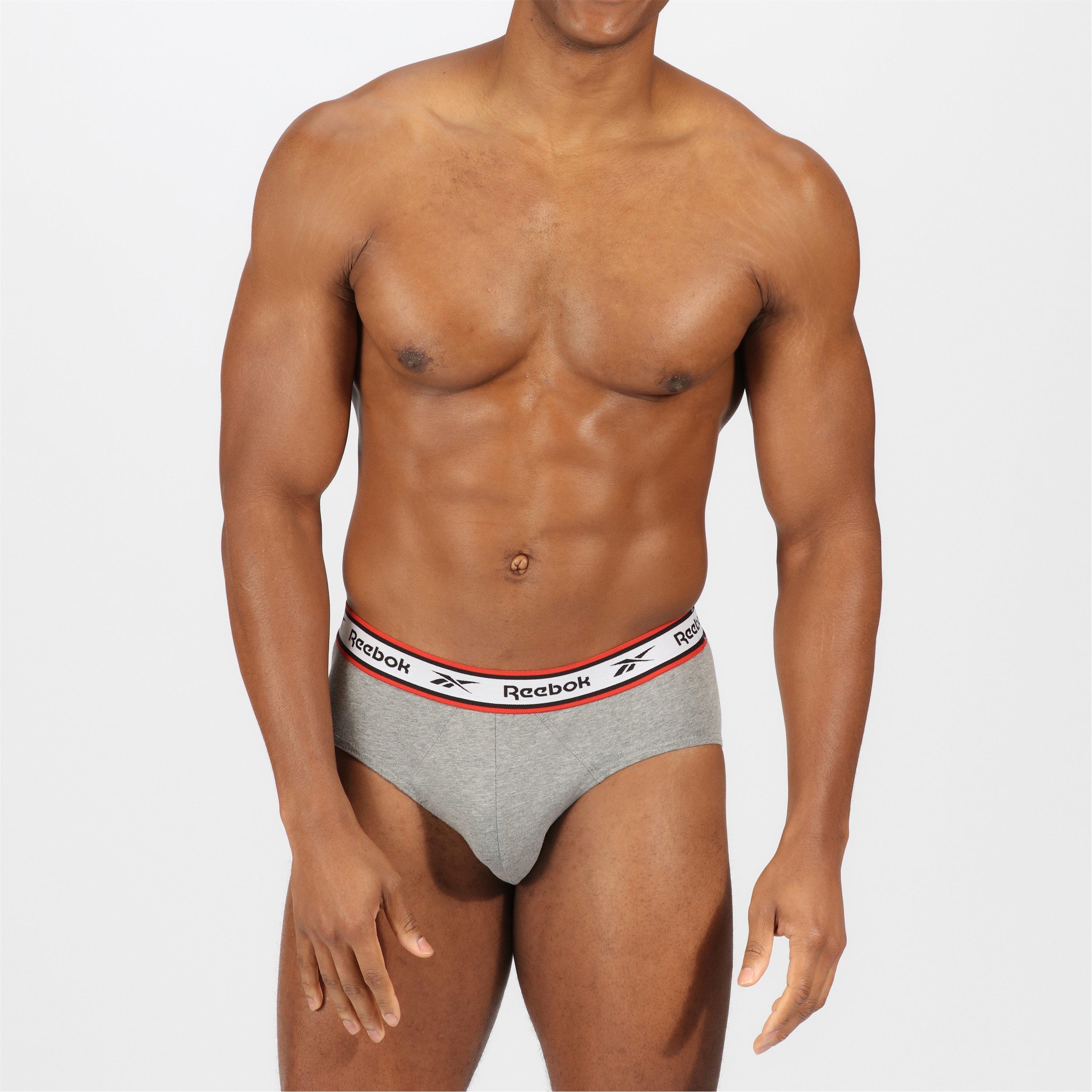 Blk/Wht/Gry - Reebok - Mens 3 Pack Cotton Briefs - 10