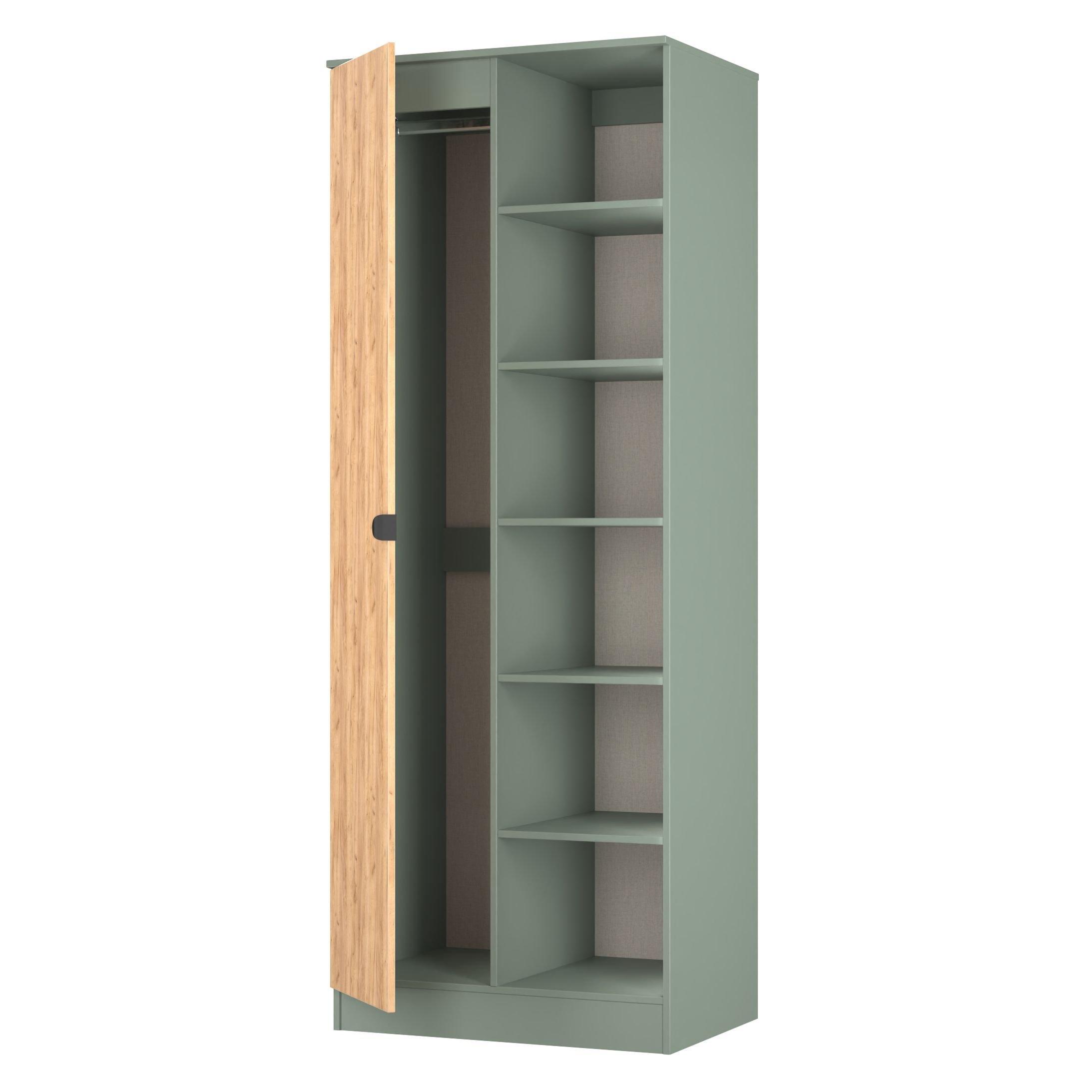Craft Oak & Ree - Welcome Furniture - Solomon 1 Door Open Shelf Double Wardrobe - 5