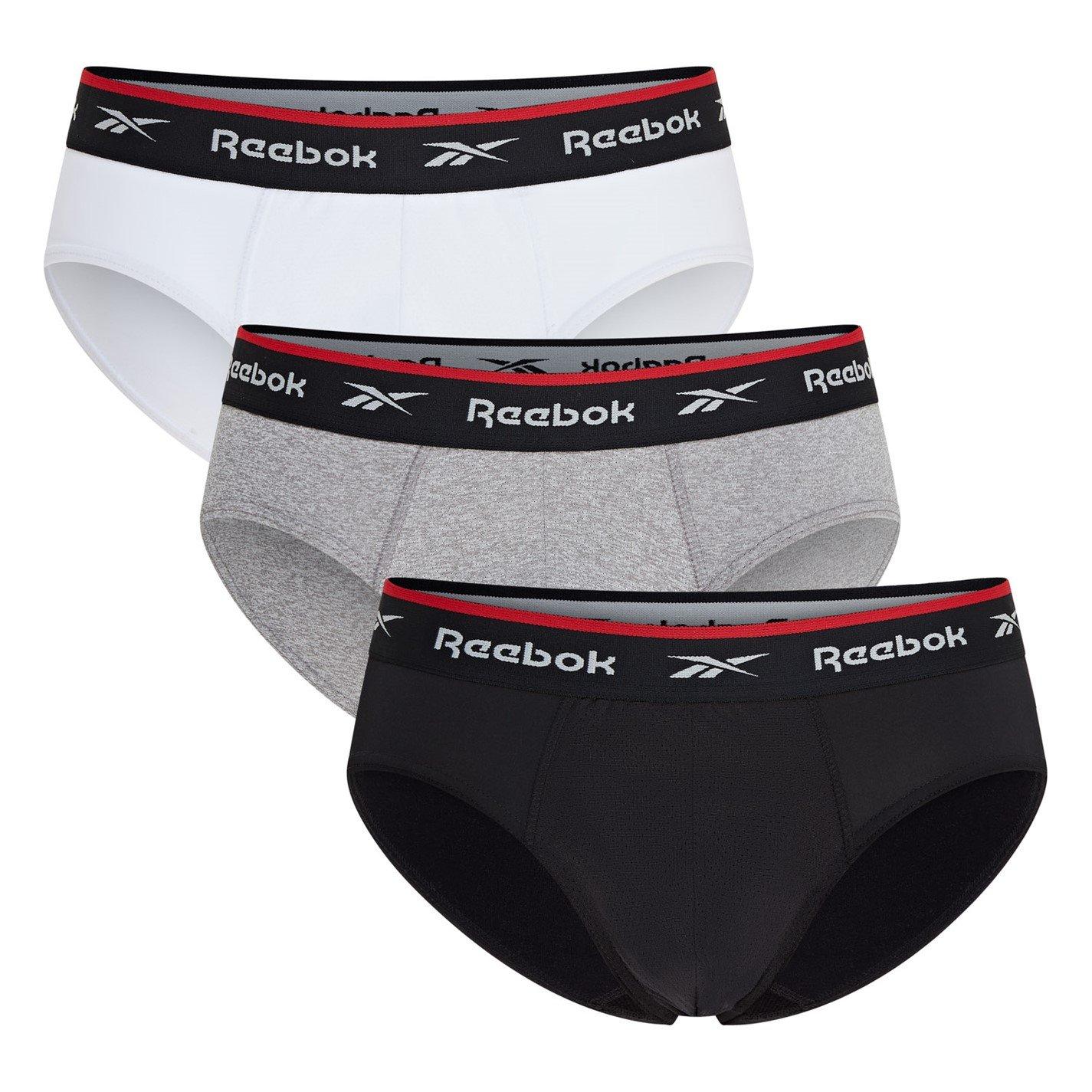 Reebok Men's 3 Pack Performance Briefs - Blk/Wht/Gry - Large