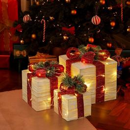 LIFE IDEAS Set of Three Christmas Decorative Gift Boxes