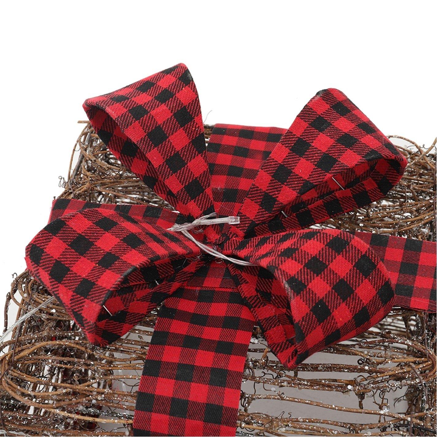Red - LIFE IDEAS - Set of Three Woven Christmas Decorative Gift Boxes - 7