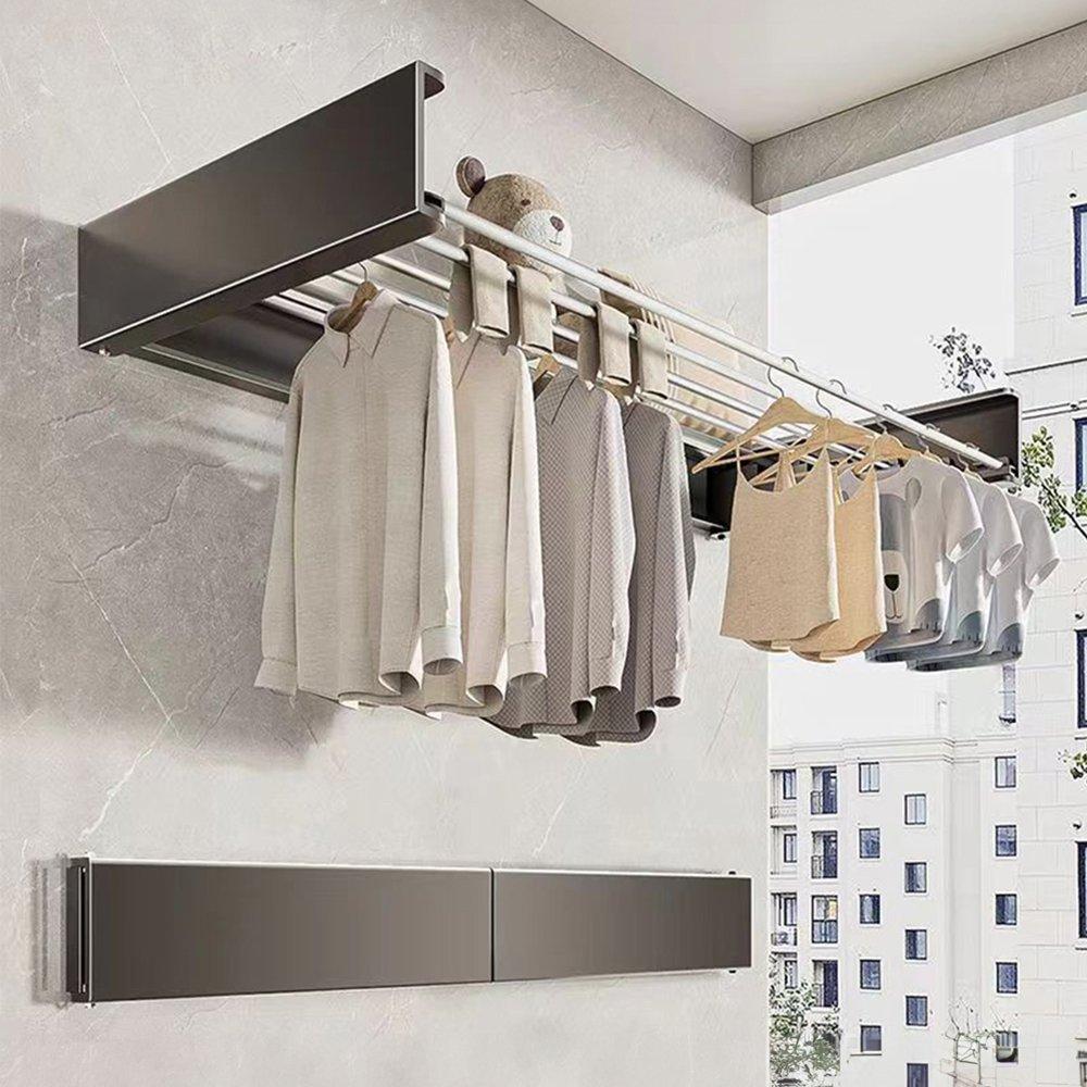 Black - LIFE IDEAS - Space-Saving Wall Mounted Towel Drying Rack - 2