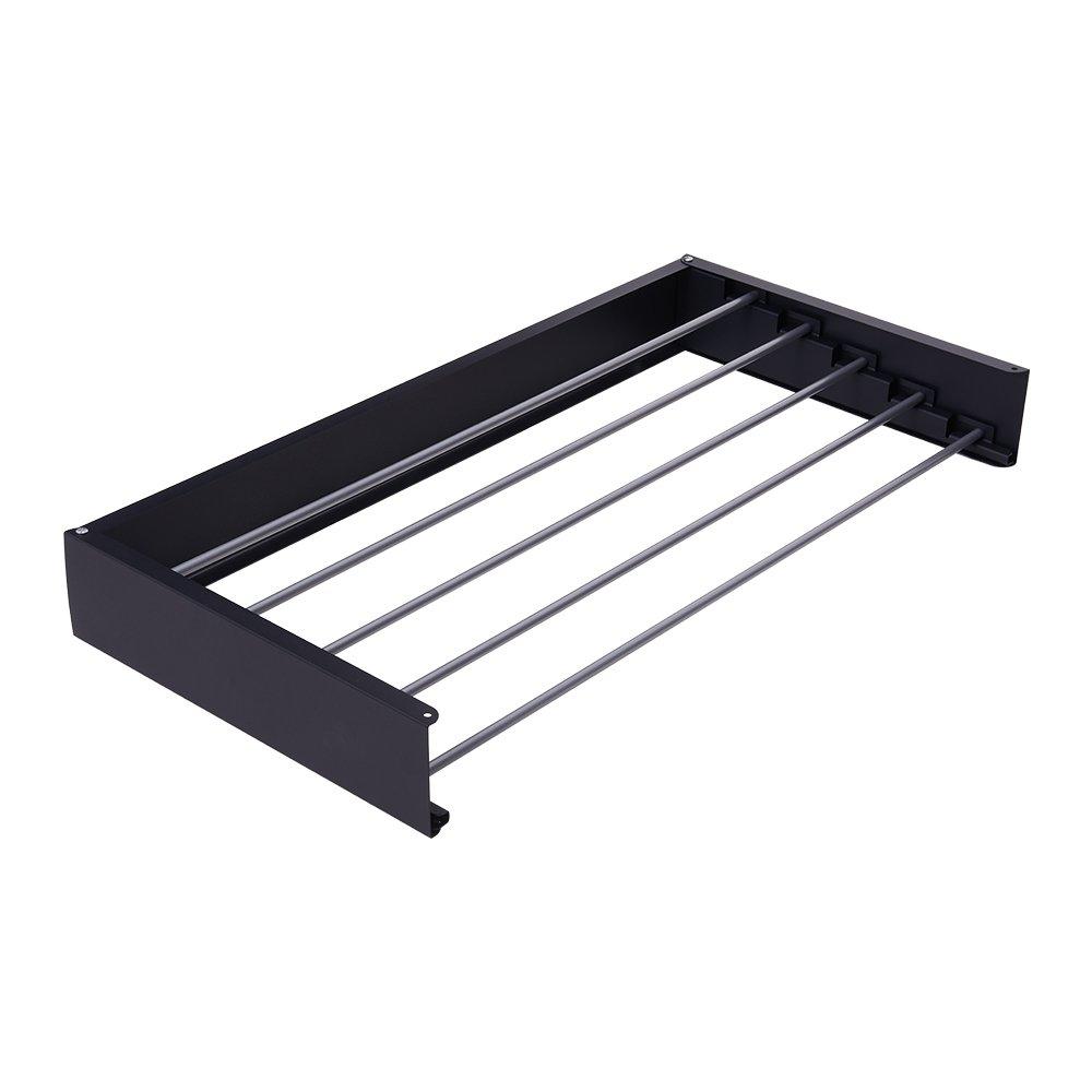 Black - LIFE IDEAS - Space-Saving Wall Mounted Towel Drying Rack - 4