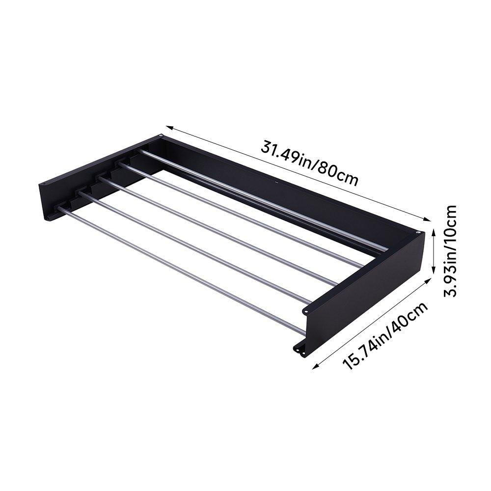 Black - LIFE IDEAS - Space-Saving Wall Mounted Towel Drying Rack - 7