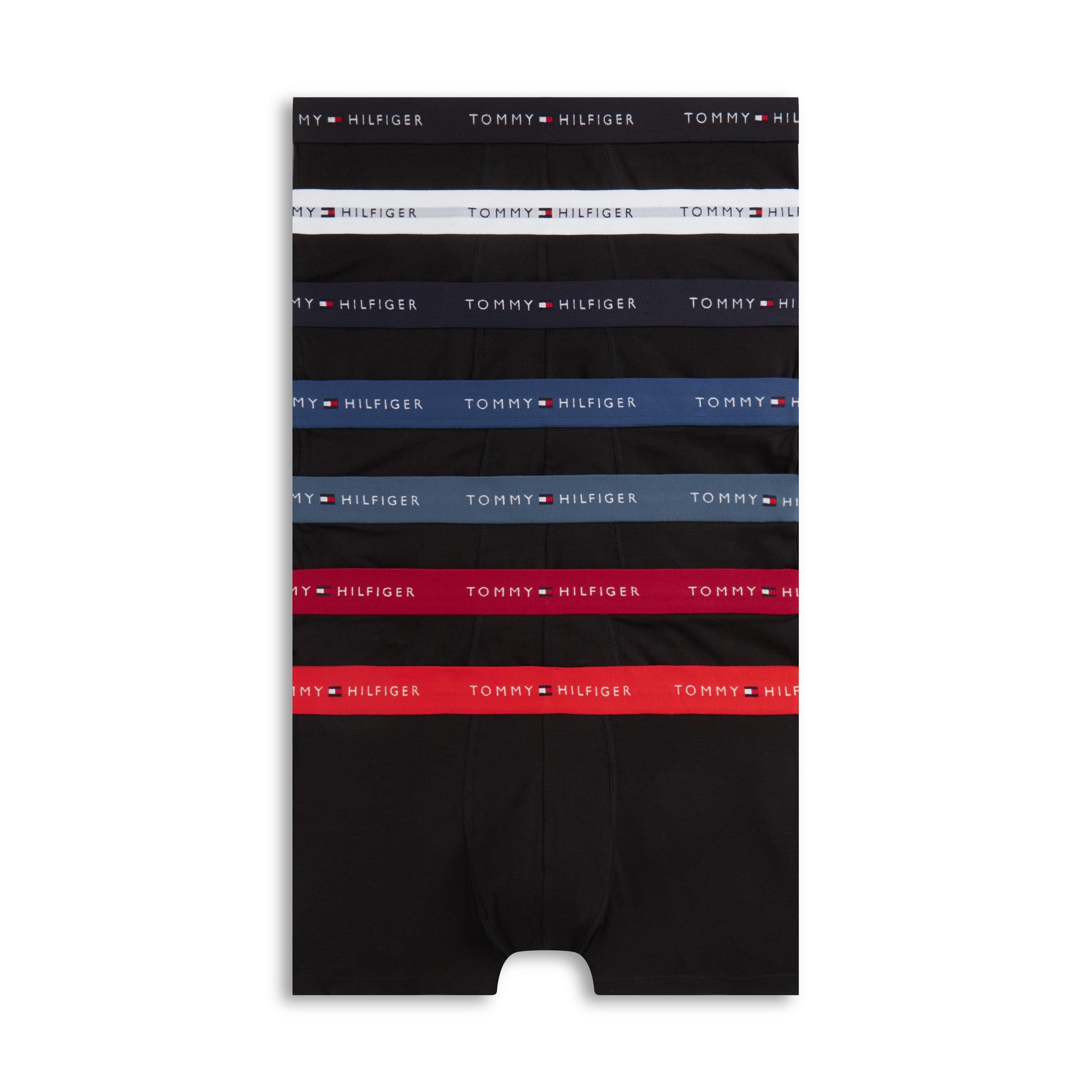 Bk/Rd/Se/Sk/Bl - Tommy Hilfiger - Mens 7-Pack Signature Repeat Logo Waistband Trunks - 1