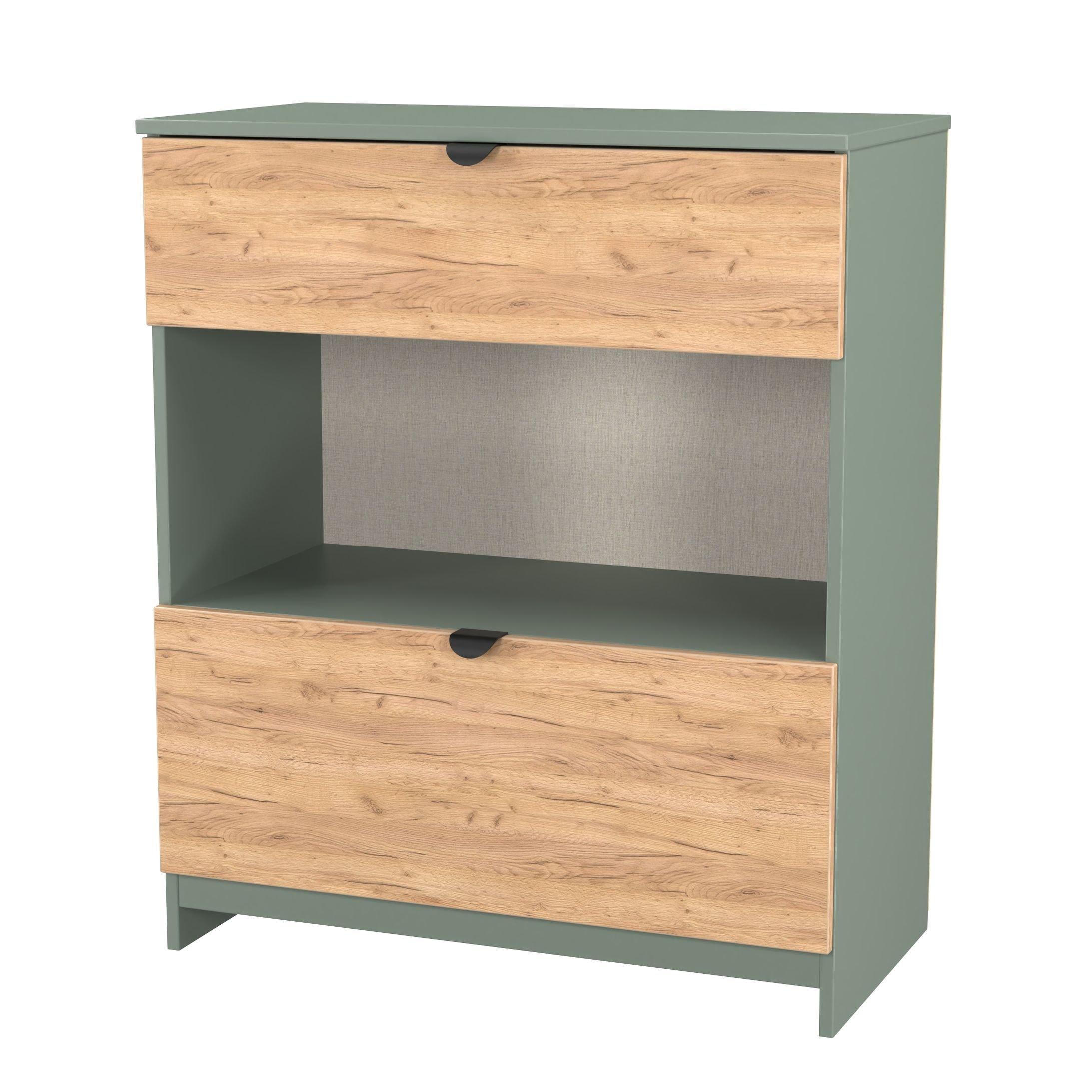 Craft Oak & Ree - Welcome Furniture - Solomon 2 Drawer Open Shelf Deep Chest - 3