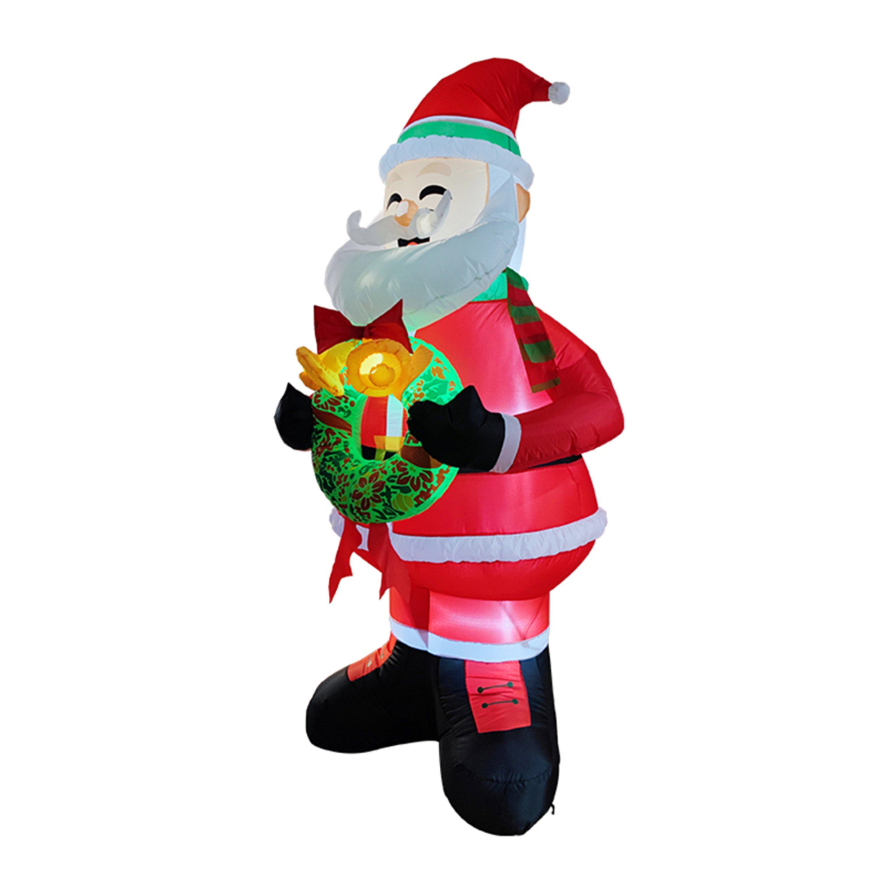 Multi-Colour - LIFE IDEAS - 2.4M Santa Holding Wreath Decoration - 3