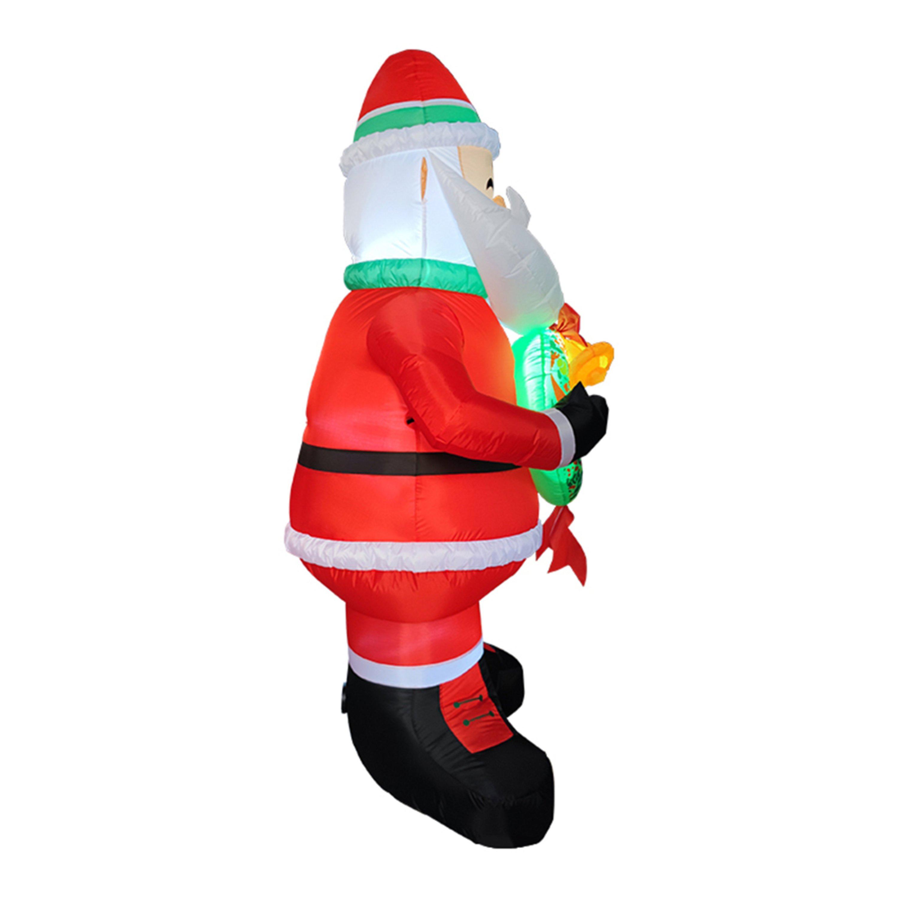 Multi-Colour - LIFE IDEAS - 2.4M Santa Holding Wreath Decoration - 4