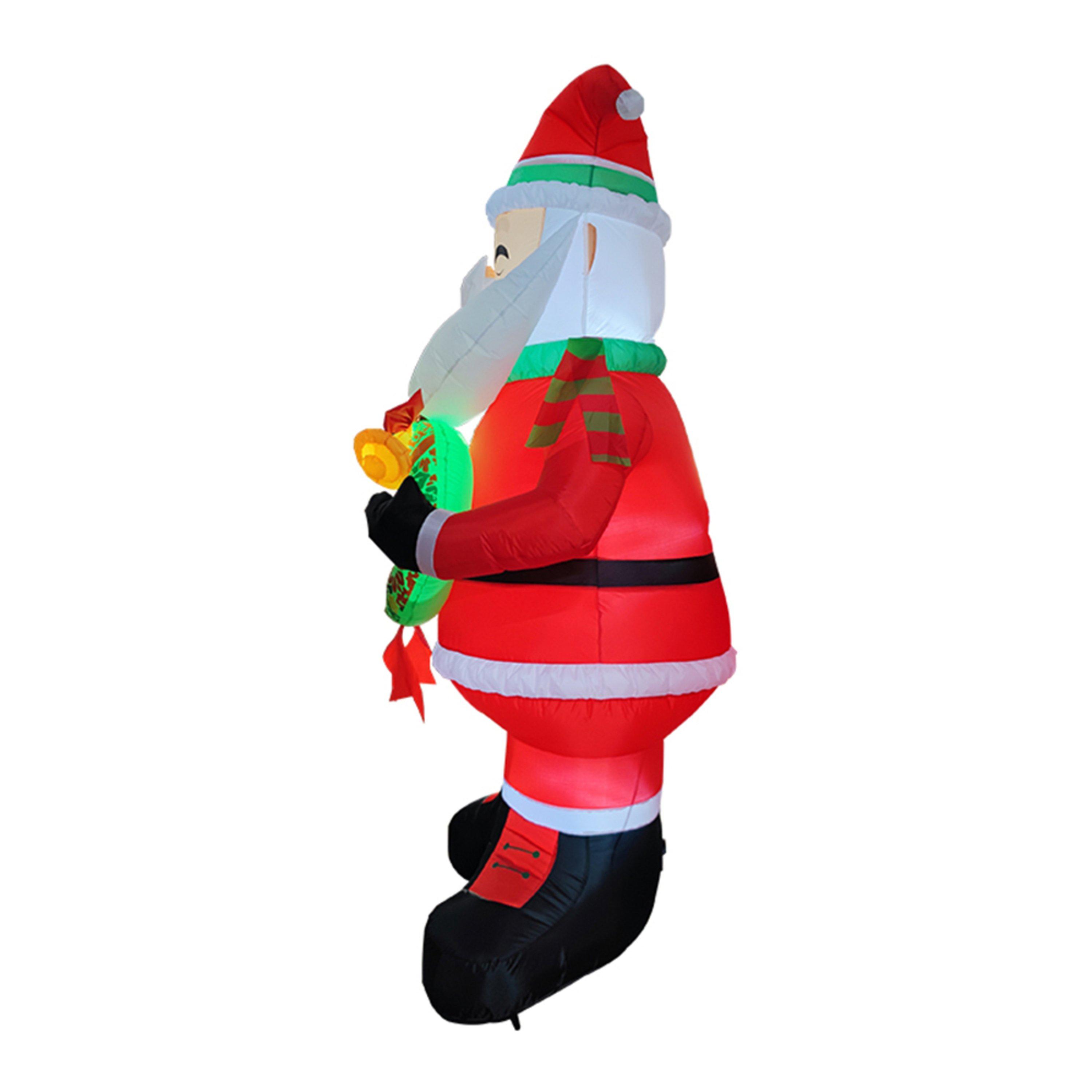 Multi-Colour - LIFE IDEAS - 2.4M Santa Holding Wreath Decoration - 5