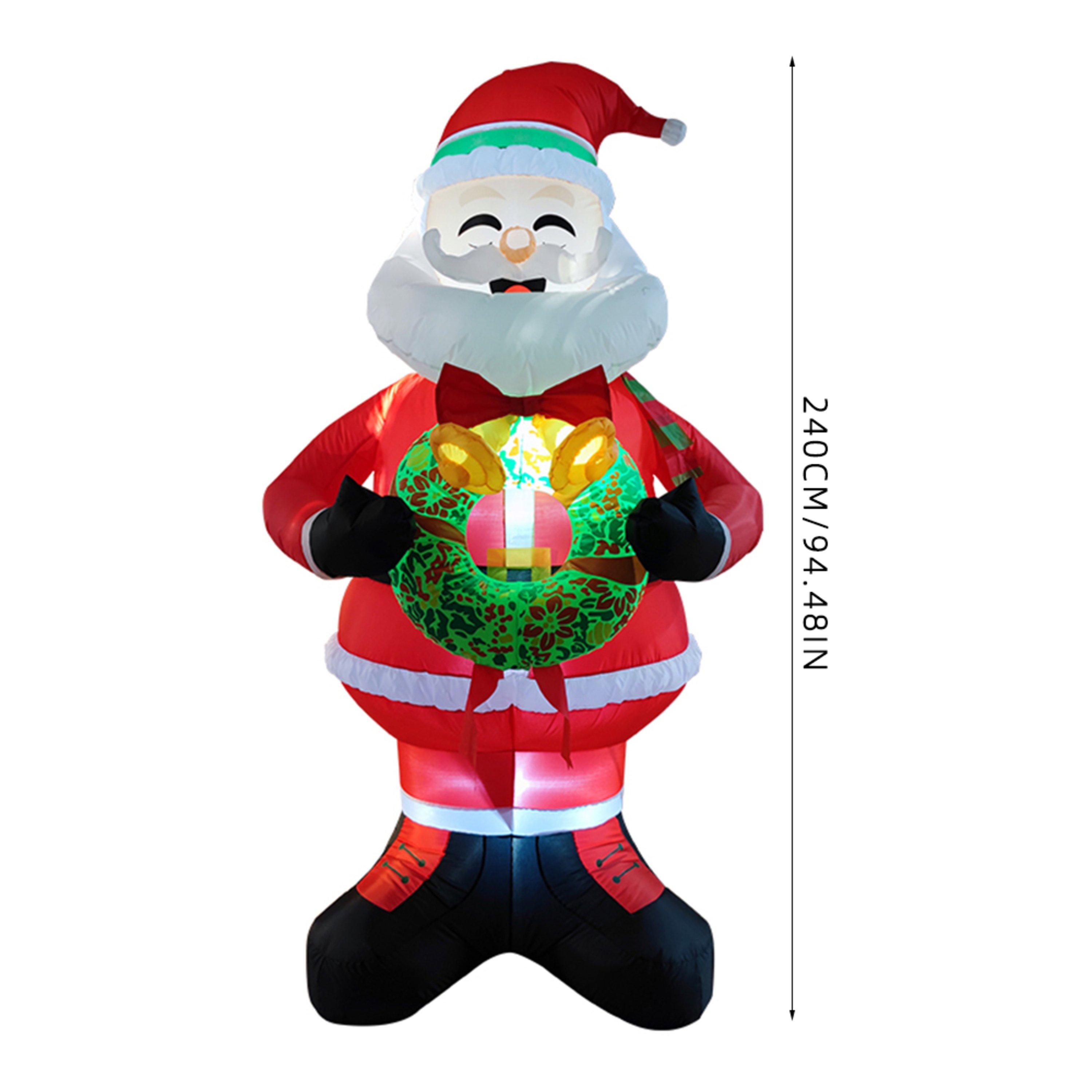 Multi-Colour - LIFE IDEAS - 2.4M Santa Holding Wreath Decoration - 7